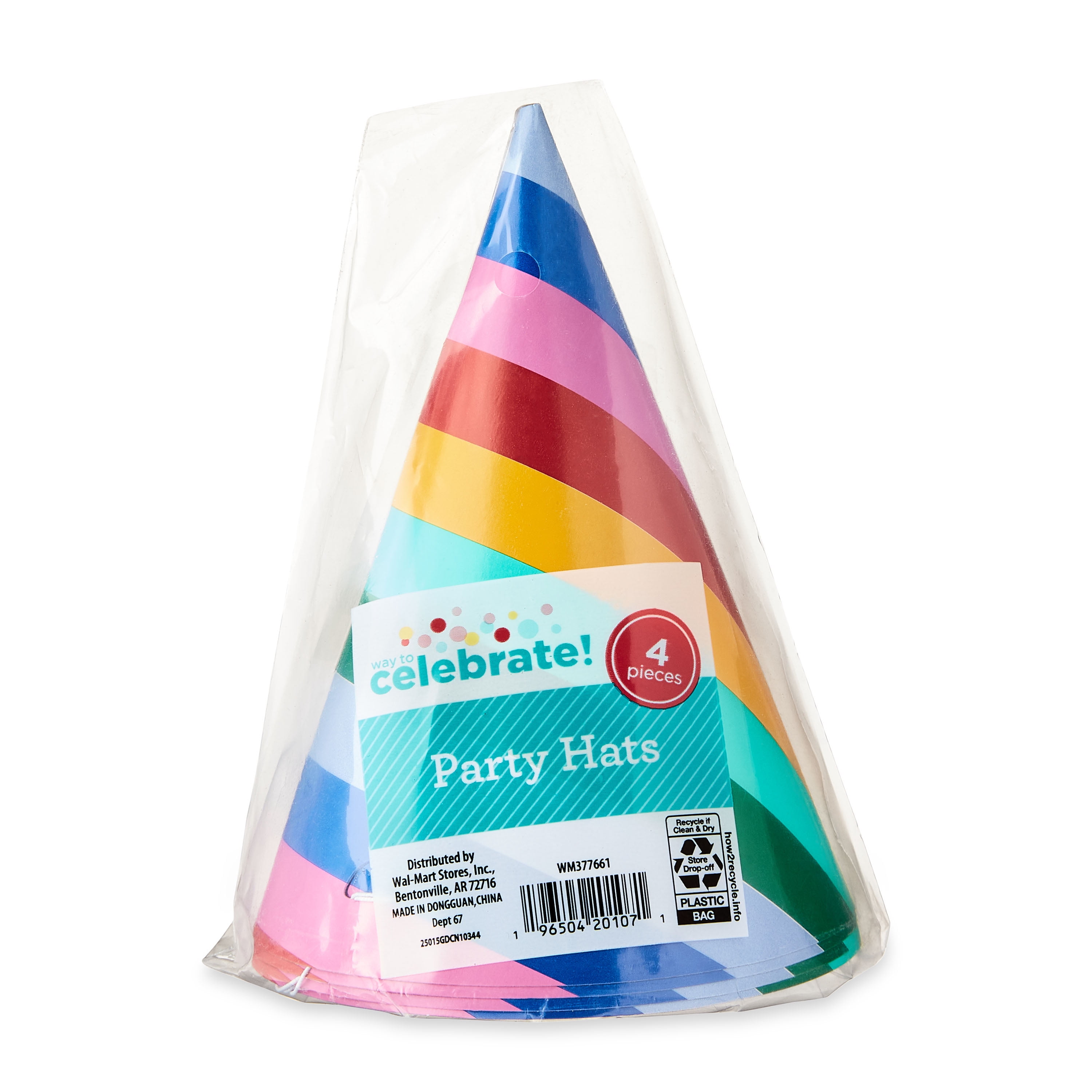 Way To Celebrate Multicolor Striped Party Hats (Multicolor, 4 Count) qfl6i