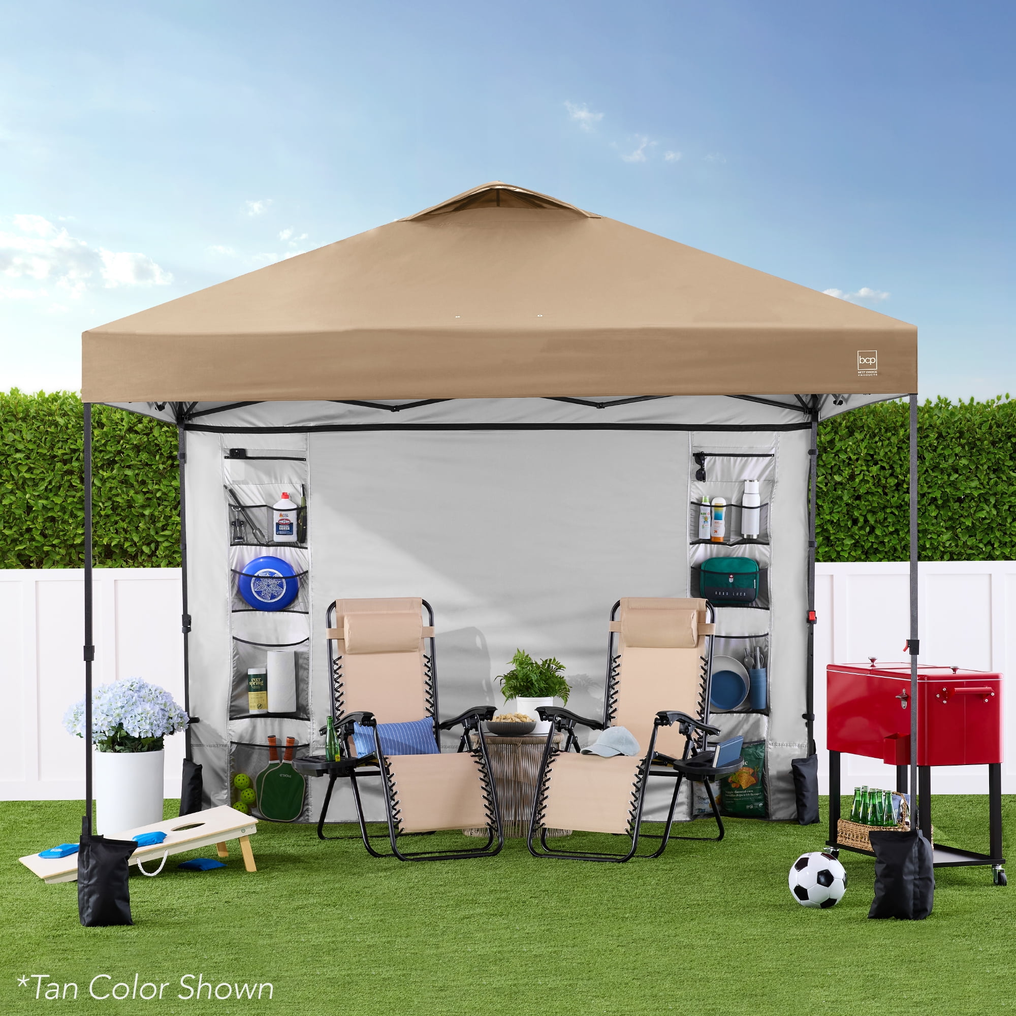 Best Choice Products Pop Up Canopy Tent with Side Wall and Carrying Case (Forest Green, 10 ft x 10 ft) 6s8de