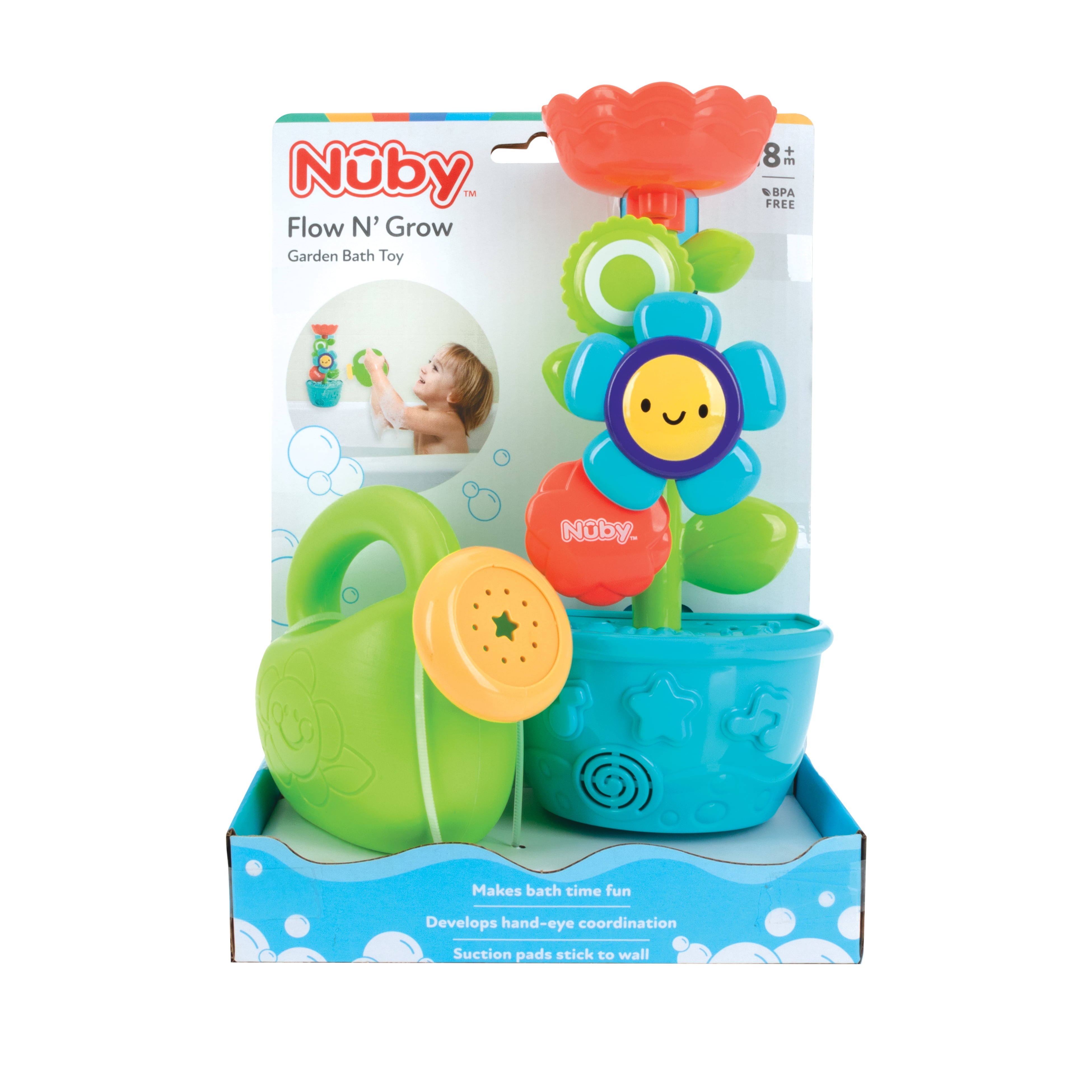 Nuby Flow N' Grow Flower Pot Bath Toy and Watering Set (Multicolor, 2 Piece) fgrql