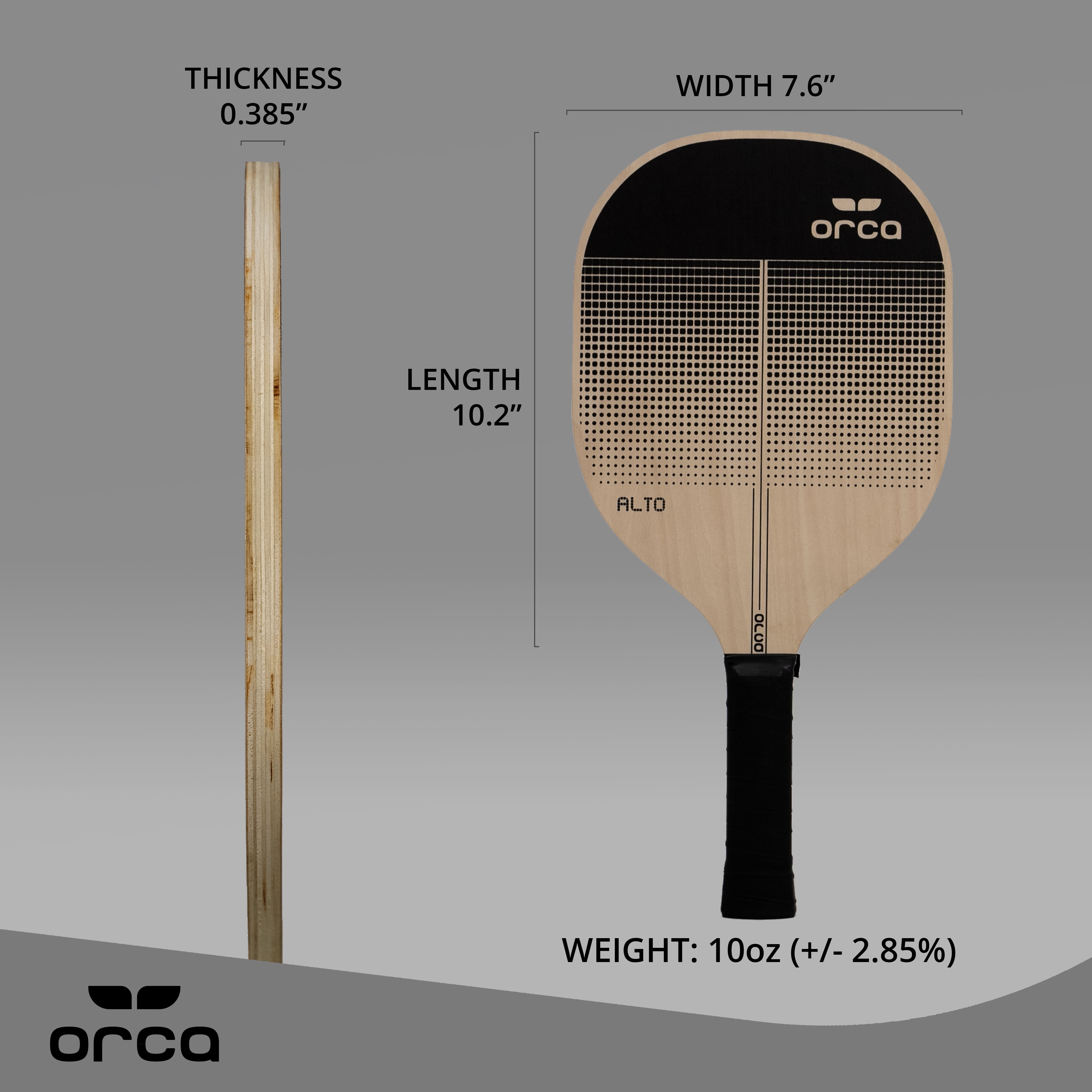 ORCA Alto Sports Series Wood Pickleball Paddle Set (Black, 2 Pack) imn0t