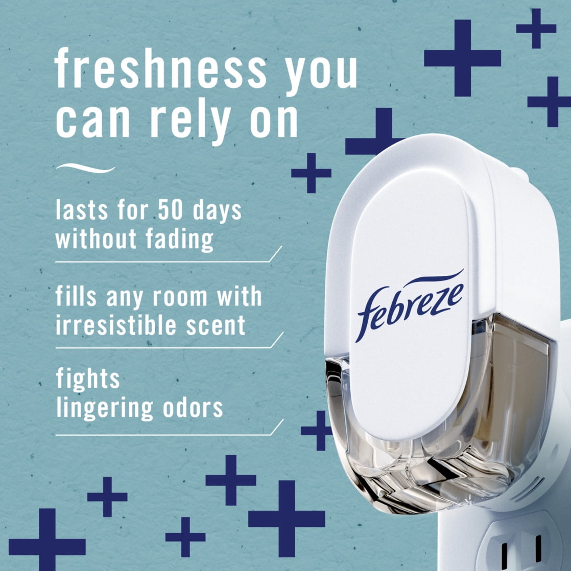 Febreze Fade Defy Plug In Air Freshener Refills, Odor-Fighting Scented Oil, Heavy Duty Crisp Clean (2 Count, 1.74 fl oz) efnko