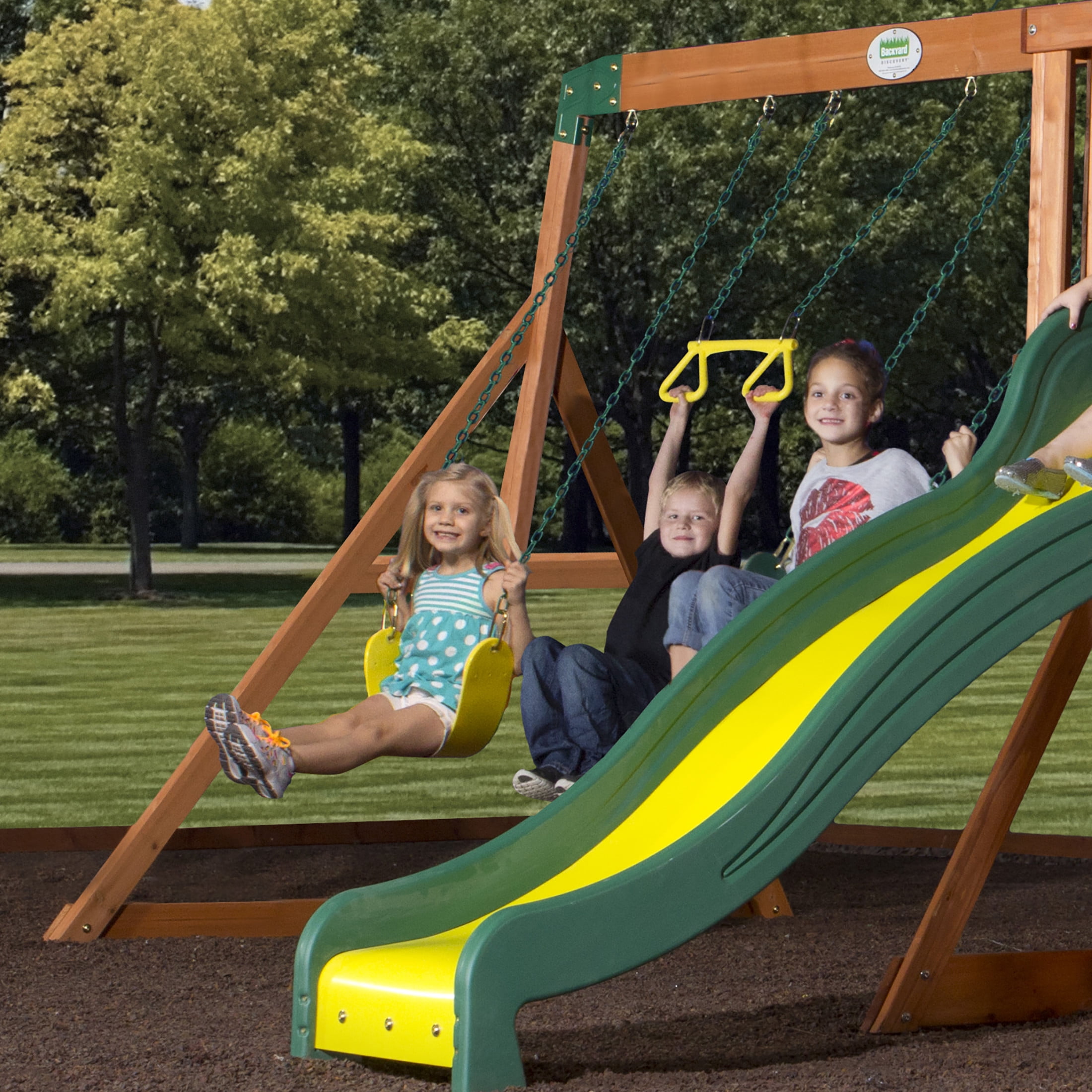 Adventure Playsets Tanglewood Cedar Wood Swing Set with Clubhouse, Slide, and Snack Bar (Large) ph957