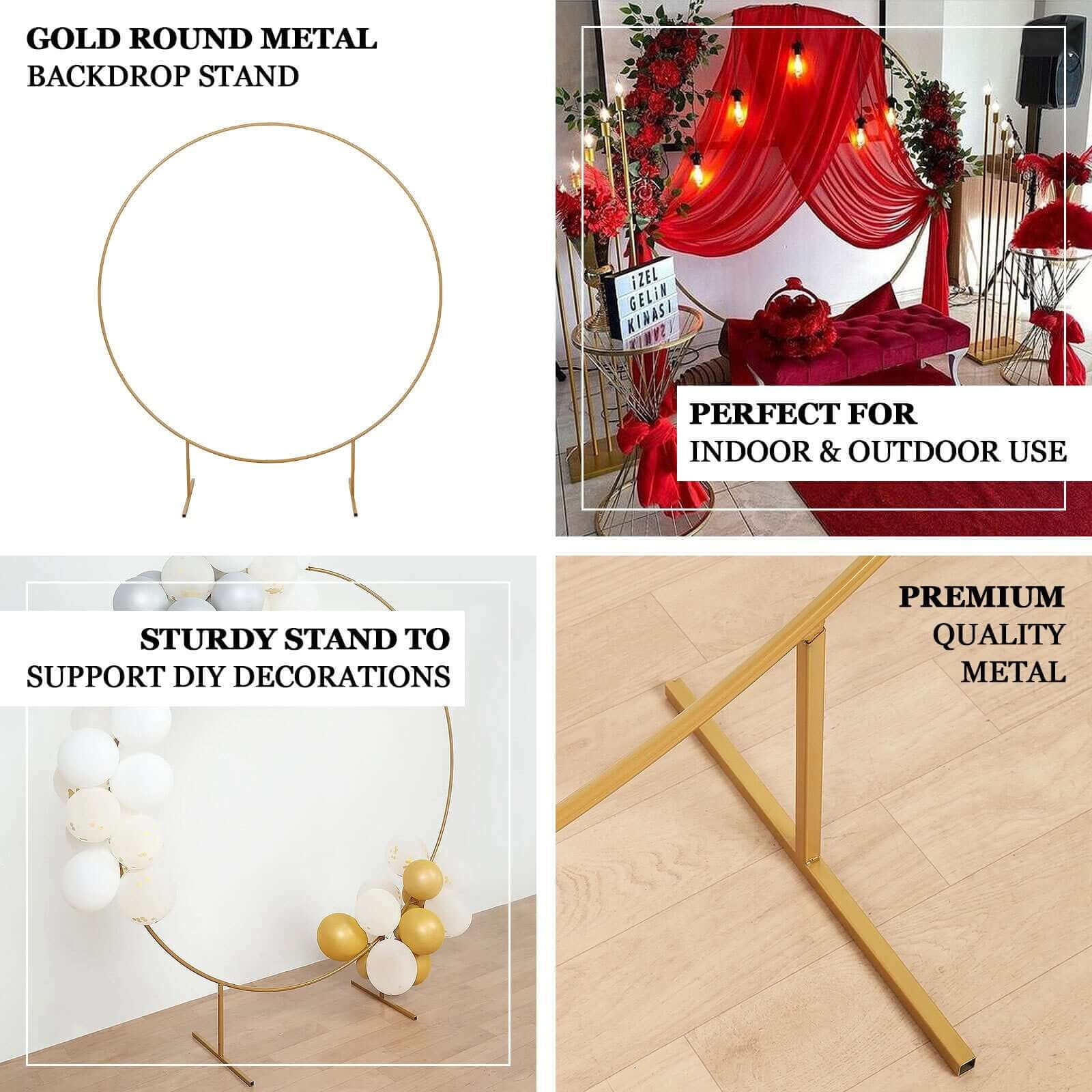 Efavormart 5ft Gold Metal Round Backdrop Stand for Wedding Arch and Party Decorations (Gold, 5ft) 75rjd