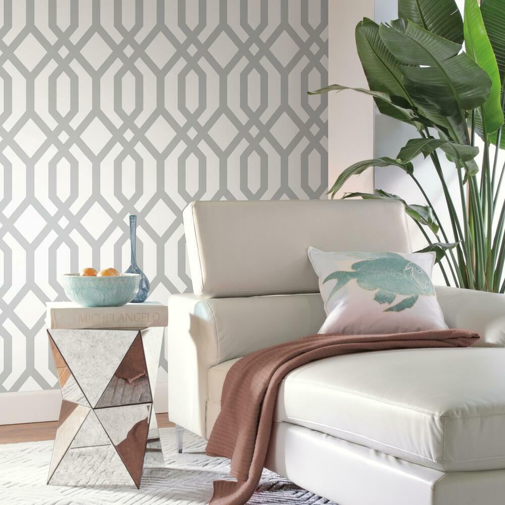 RoomMates Gazebo Lattice Peel and Stick Wallpaper (Blue, 20.5 in x 16.5 ft) 9reau