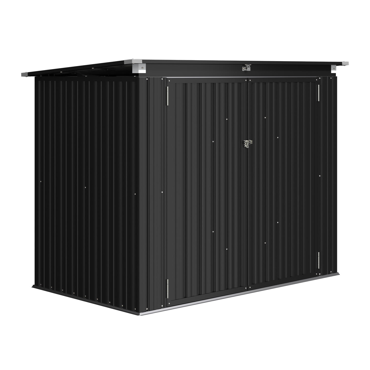 CLOUDDWELL Outdoor Metal Trash Storage Shed, Weather-Resistant Garbage Bin Enclosure with Lockable Doors (Black, 3 ft x 5 ft) 273uf
