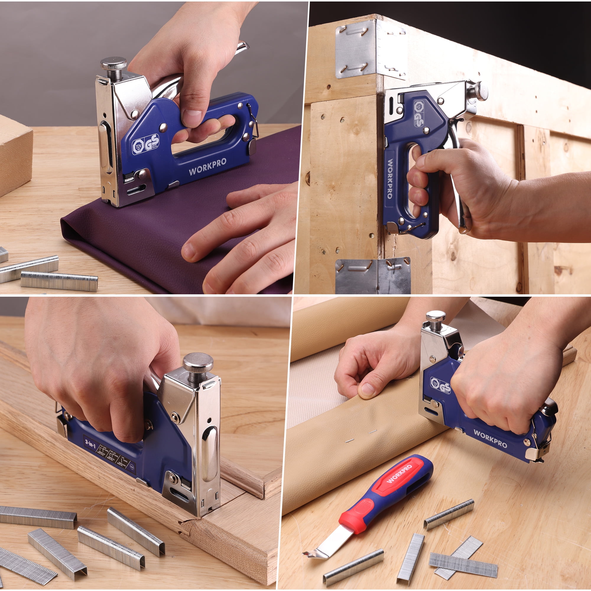 WORKPRO 3-in-1 Heavy Duty Manual Staple Gun Kit with 1500 Staples and Remover (Blue, 1 Kit) u8g9v