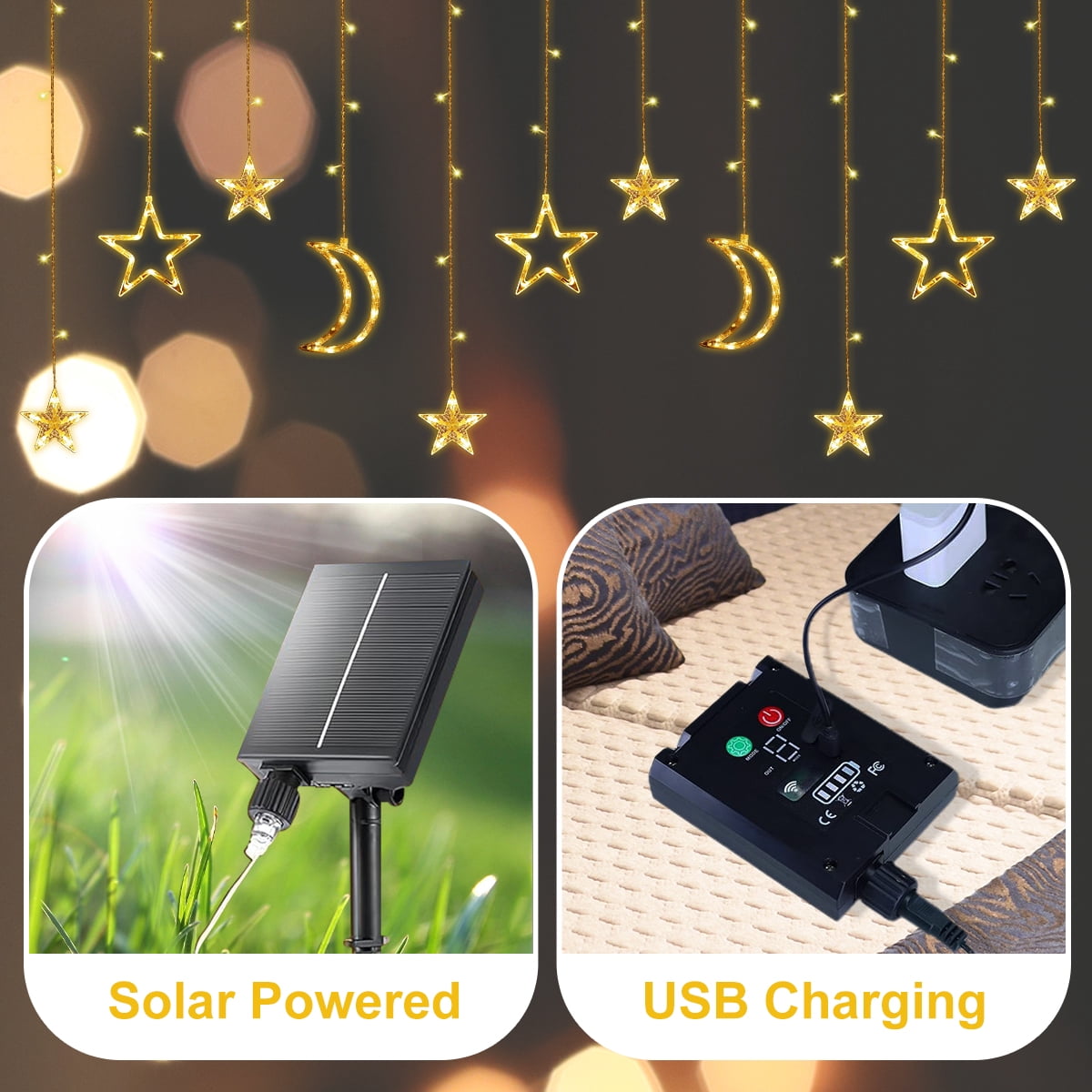Rirool 138 LED Solar String Lights with Remote, Waterproof Fairy Lights for Outdoor Decor (Warm White, 12-Branch) vv97l