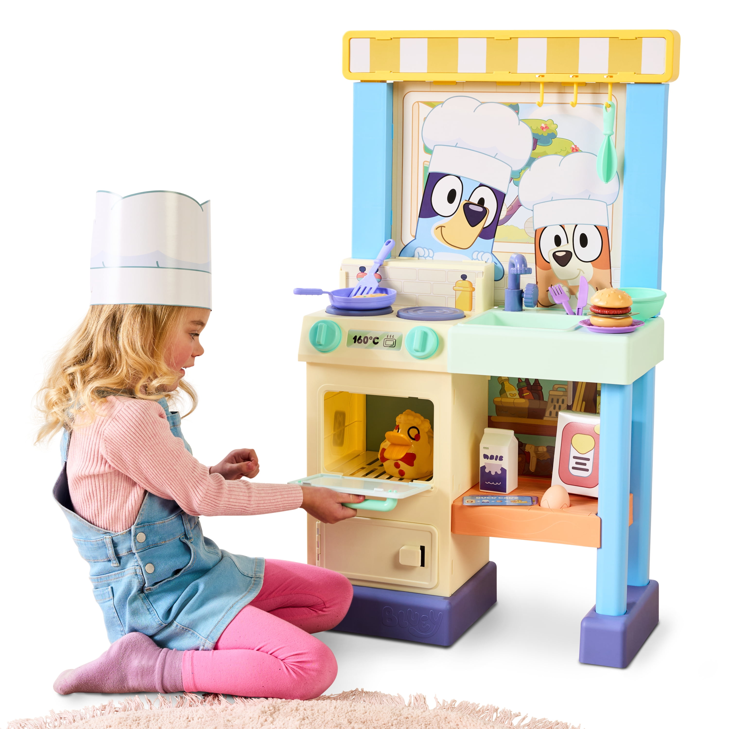 Bluey Cook & Clean Kitchen Playset with Interactive Lights and Sounds (Blue, 3 ft) ggnqk