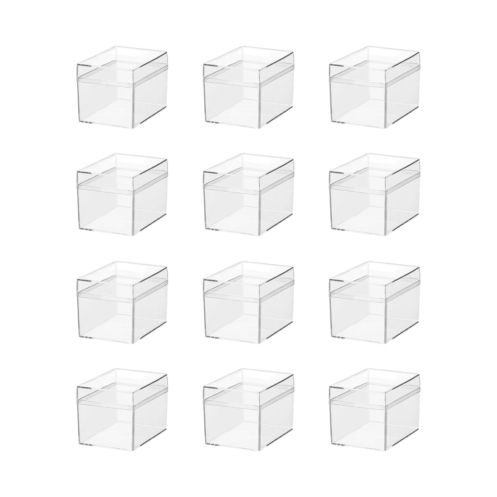 JingChun Transparent Square Storage Box with Lid for Jewelry and Candy (Clear, 12 Pack) naart