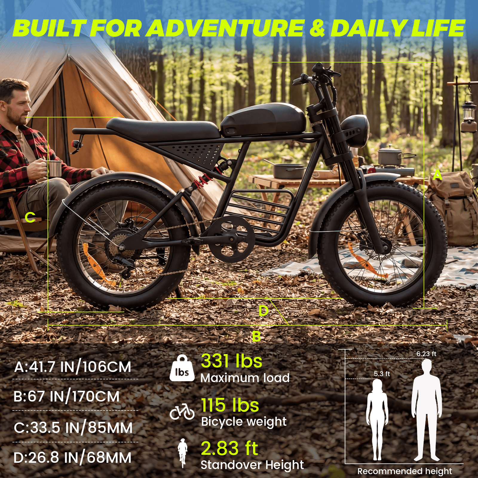 Nexaglide Electric Bike for Adults, 1500W Off-Road E-Bike, 34MPH Fat Tire Mountain Bike, 48V 20Ah Battery (Black, 20 in) zvjky