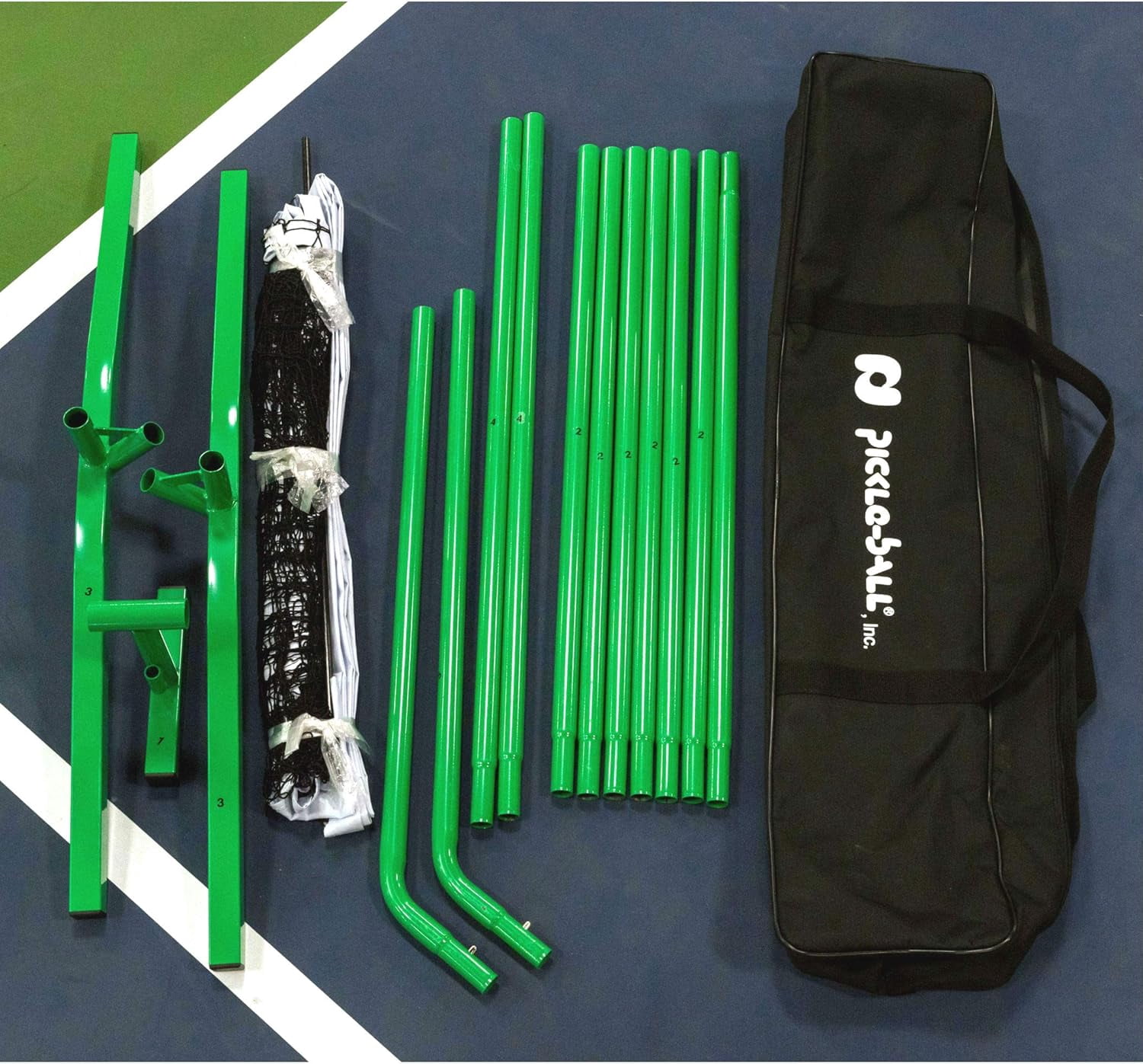 Pickle-Ball 3.0 Tournament Net System, Portable Steel Frame for Indoor and Outdoor Play (Green, 22 ft) kyv5h