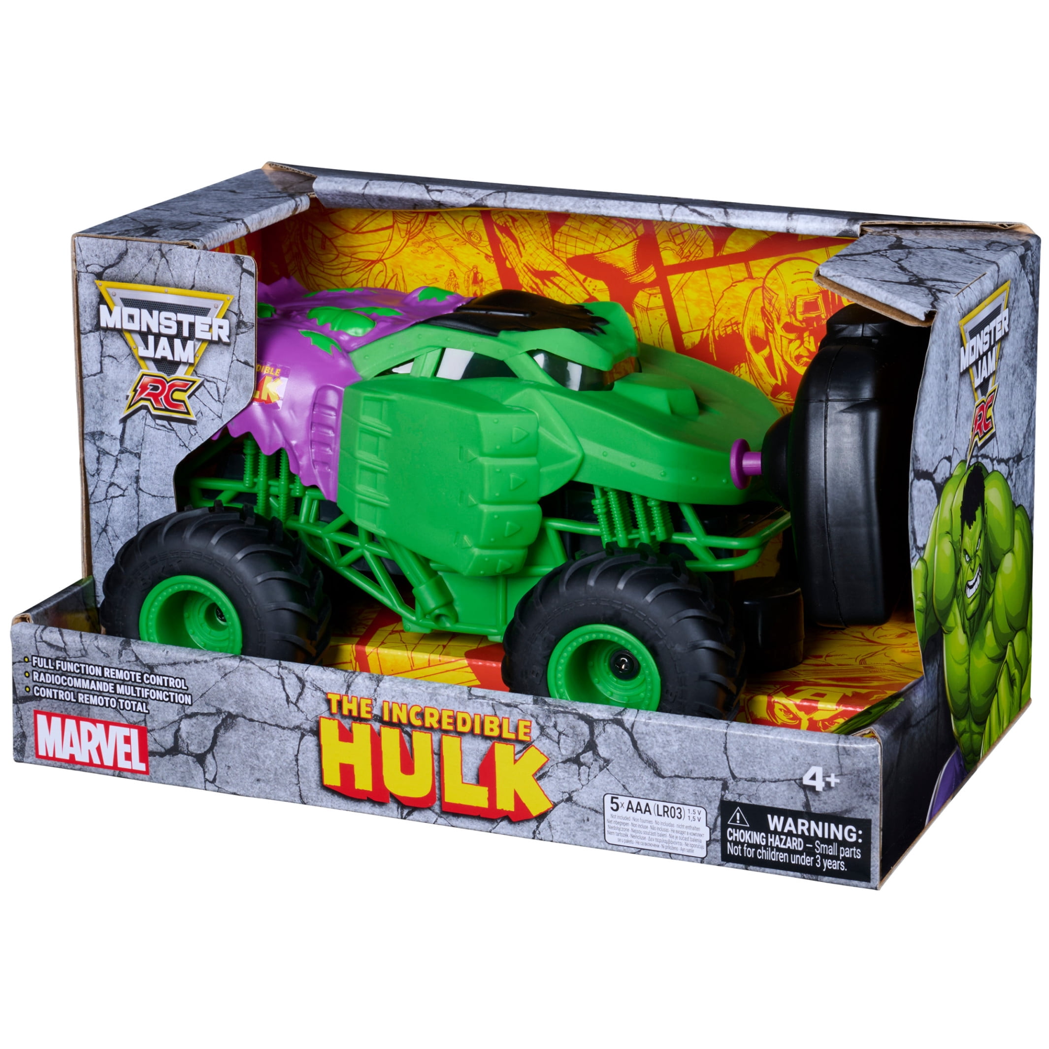 Monster Jam Marvel The Hulk RC Monster Truck (Green, 1:24 Scale) 3zpem