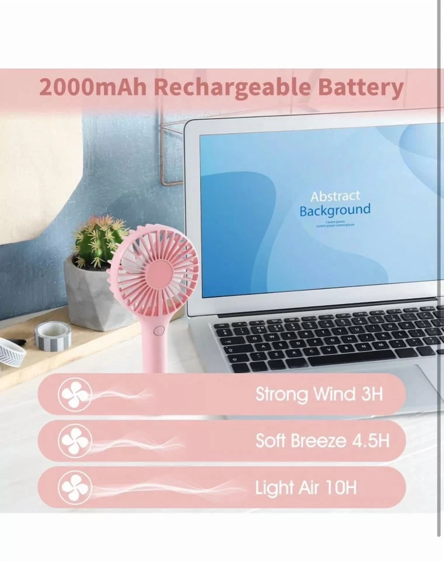 VAULT Mini Handheld Fan Portable USB Rechargeable Personal Cooling Fan (Black, 6 in) klyvf - Image 4