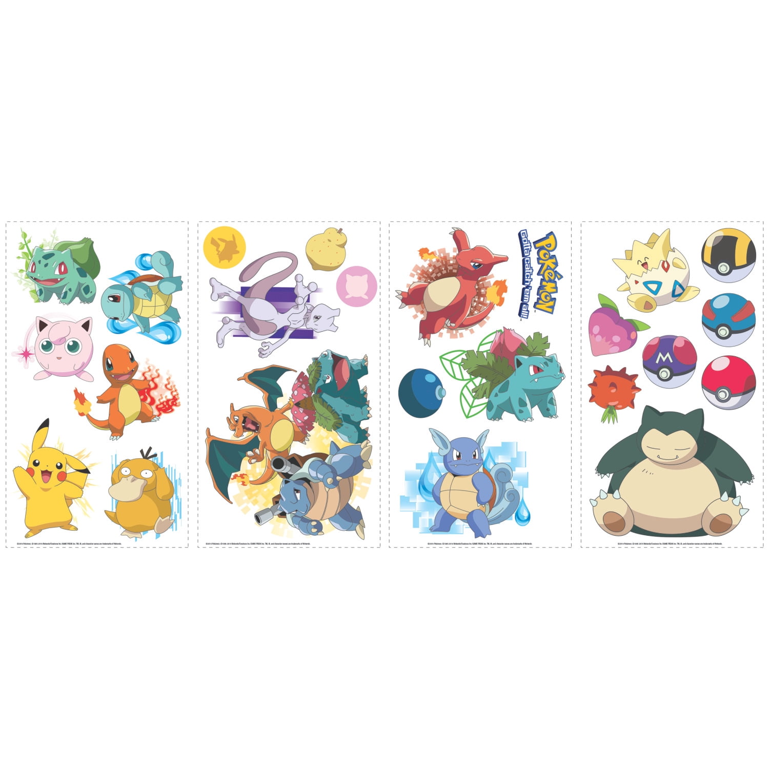 RoomMates Pokemon Wall Decals Peel and Stick Decor (Multi, 24 Count, 8.75 in x 10 in) 4cuyn