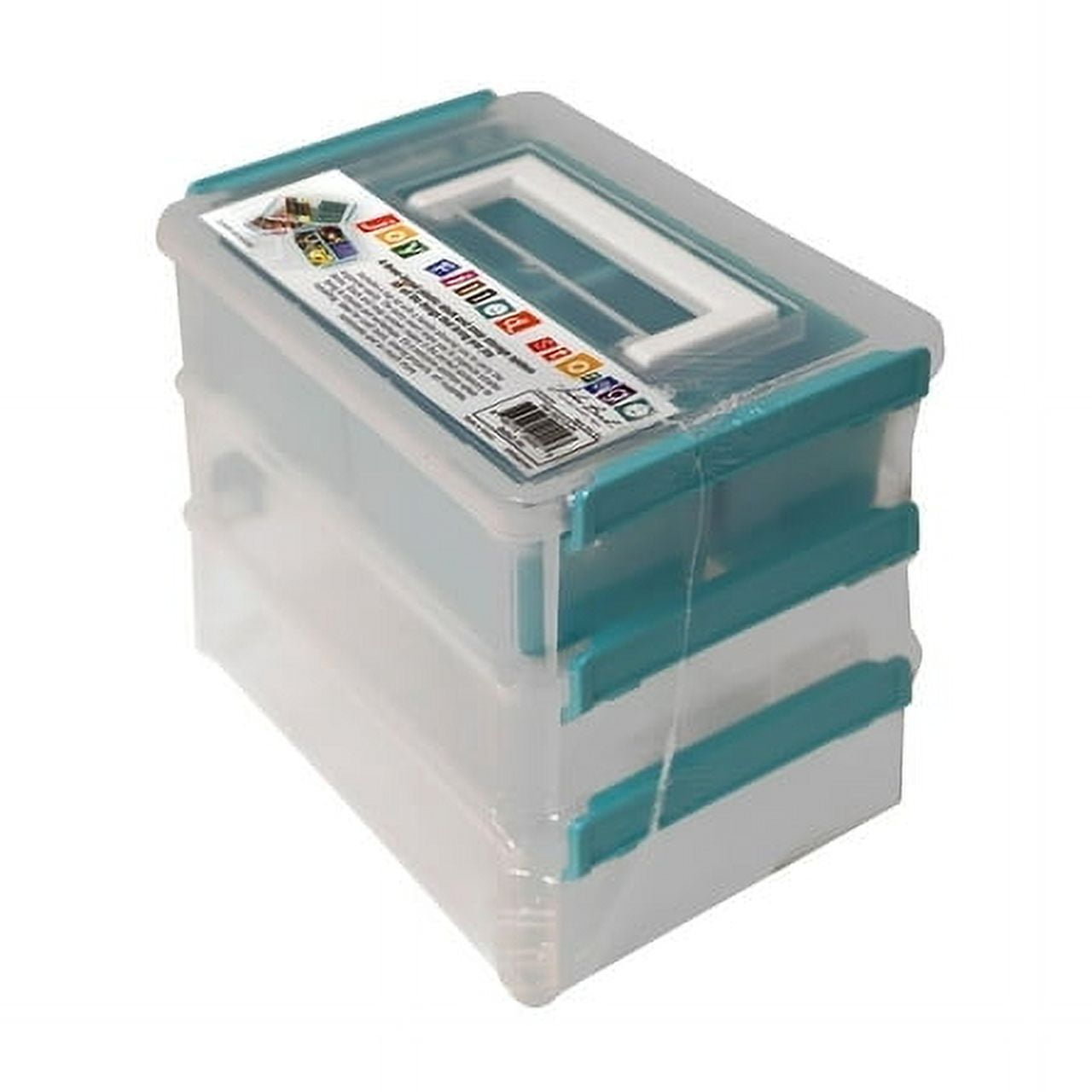 John Bead Stack and Snap Craft Storage Container (Clear, 3-Tier, 2.5 in H x 6 in W x 8 in L) r807g