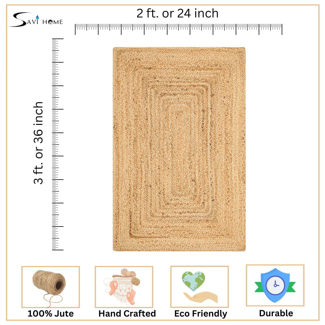 Savi Home Hand Woven Reversible Jute Accent Rug (White, 24 in x 36 in) rnqzr