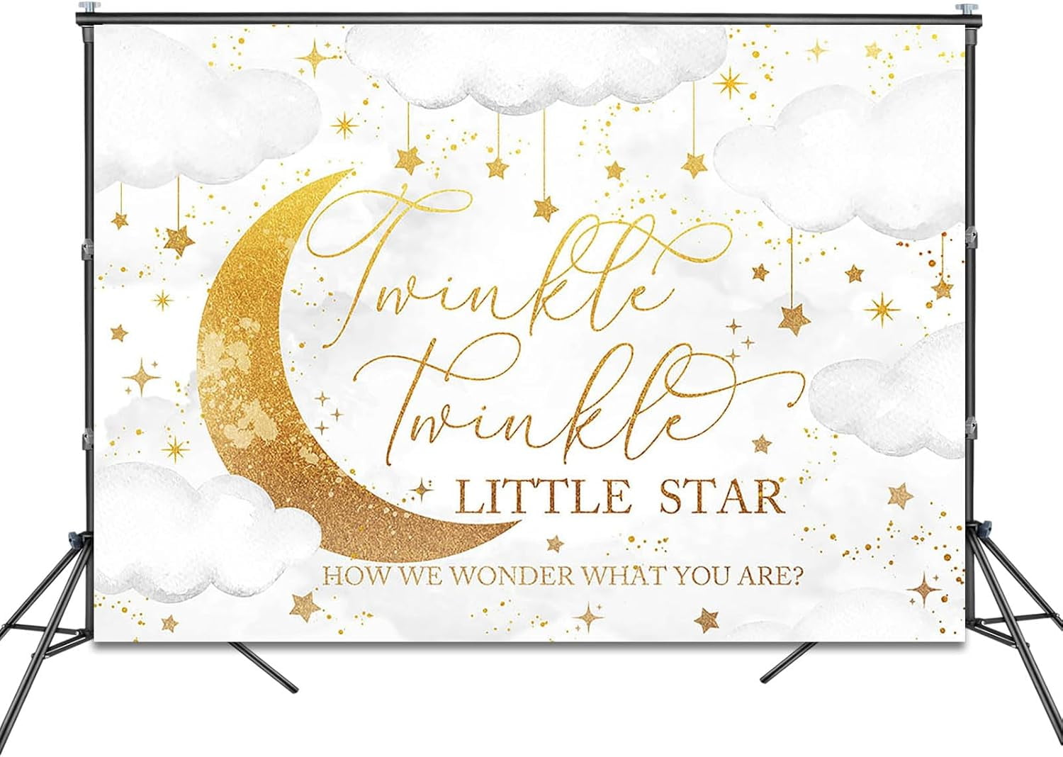 SUNESTOWEL Twinkle Twinkle Little Star Backdrop for Gender Reveal Party (White, 7 ft x 5 ft) oue45