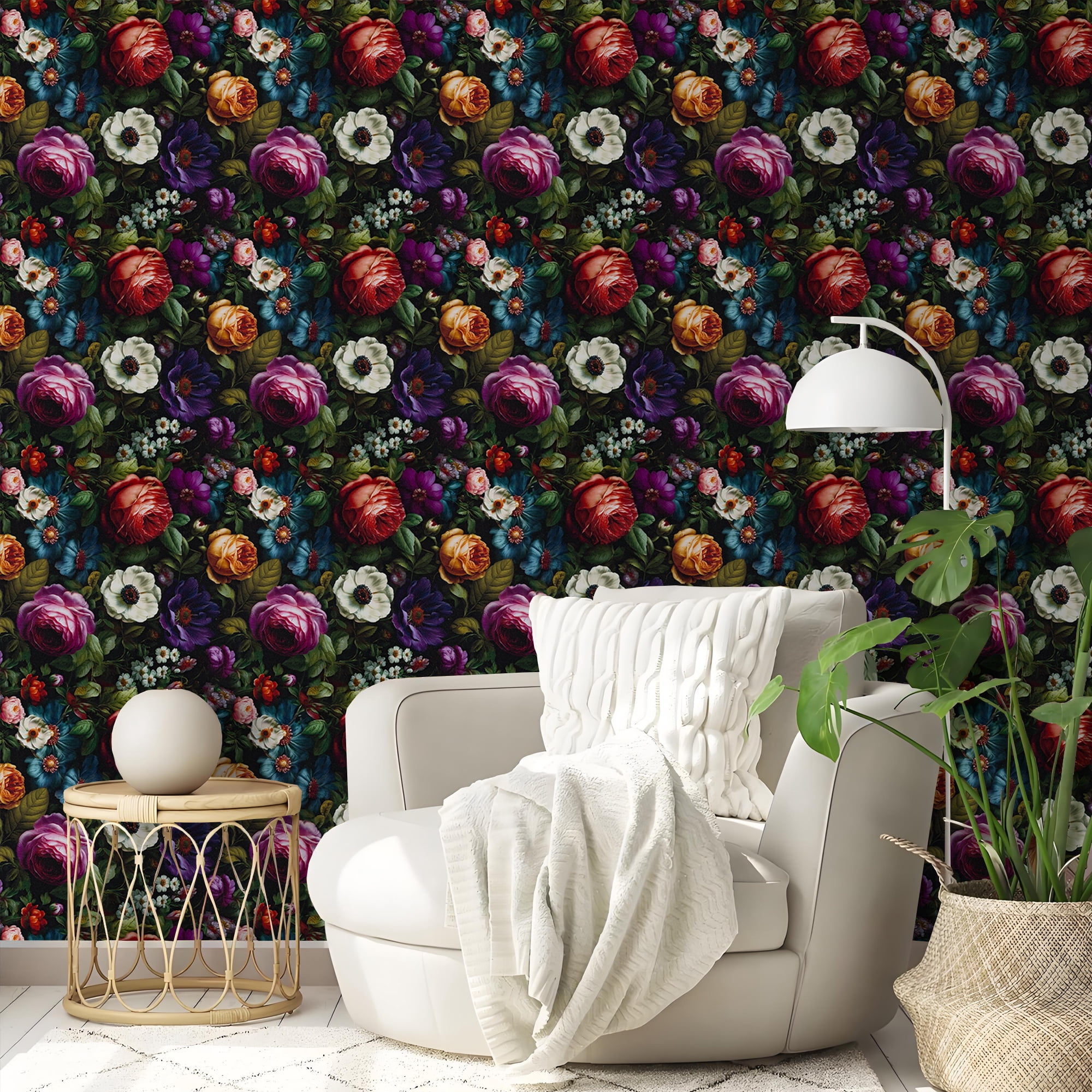 Abyssaly Floral Peel and Stick Wallpaper, Vintage Watercolor Plant Contact Paper for Home Decor (Multicolor, 17.3 in x 393.7 in) qzfs2