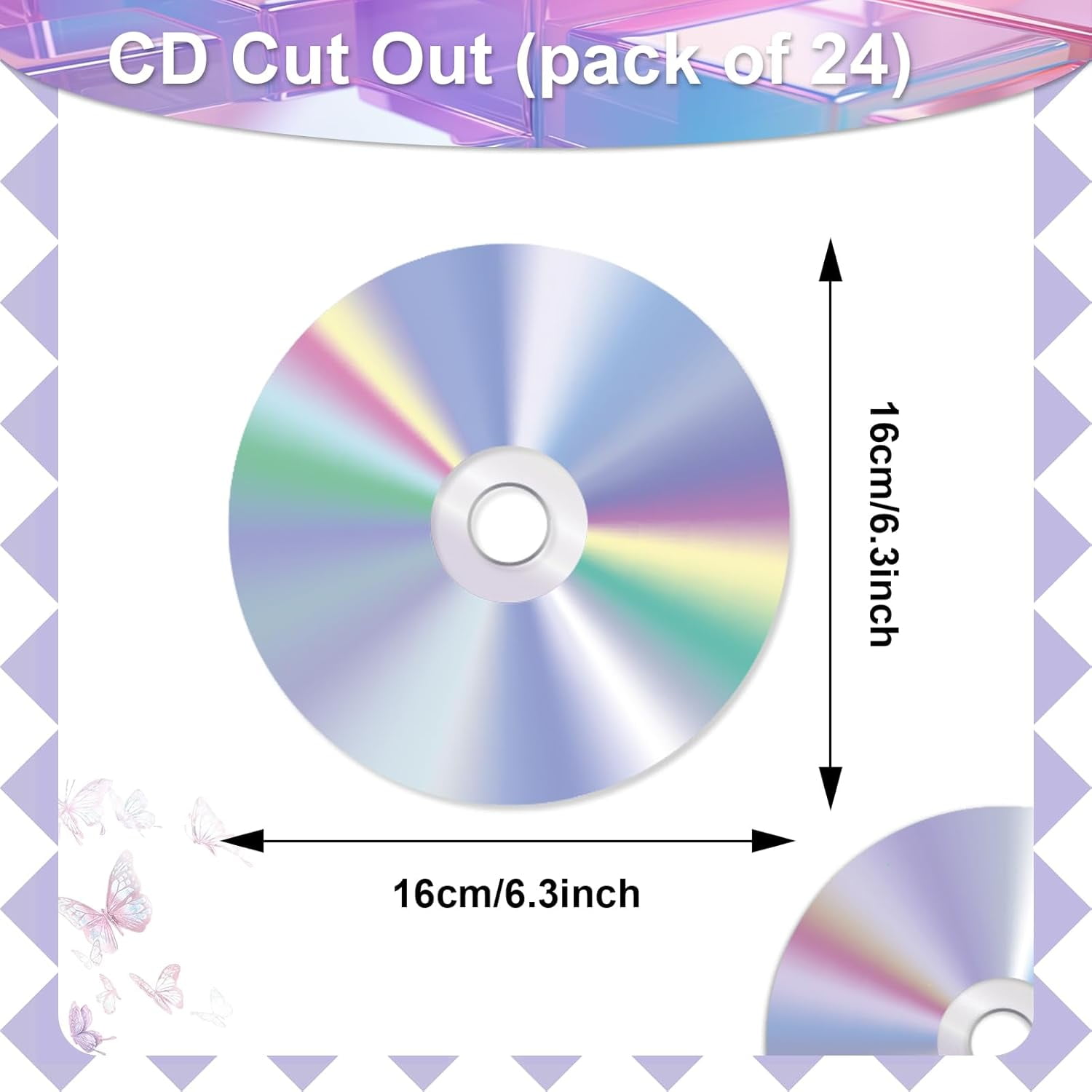 Xugoox 90s Retro Party Hanging Swirl Decorations (Iridescent CD Disc Theme, 38 Piece Set) wwewk