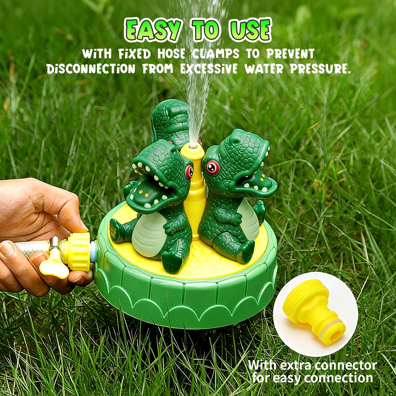 JoyStone 2-in-1 Dinosaur Water Sprinkler and Baseball Batting Game (Green, 1 Set) xrayq
