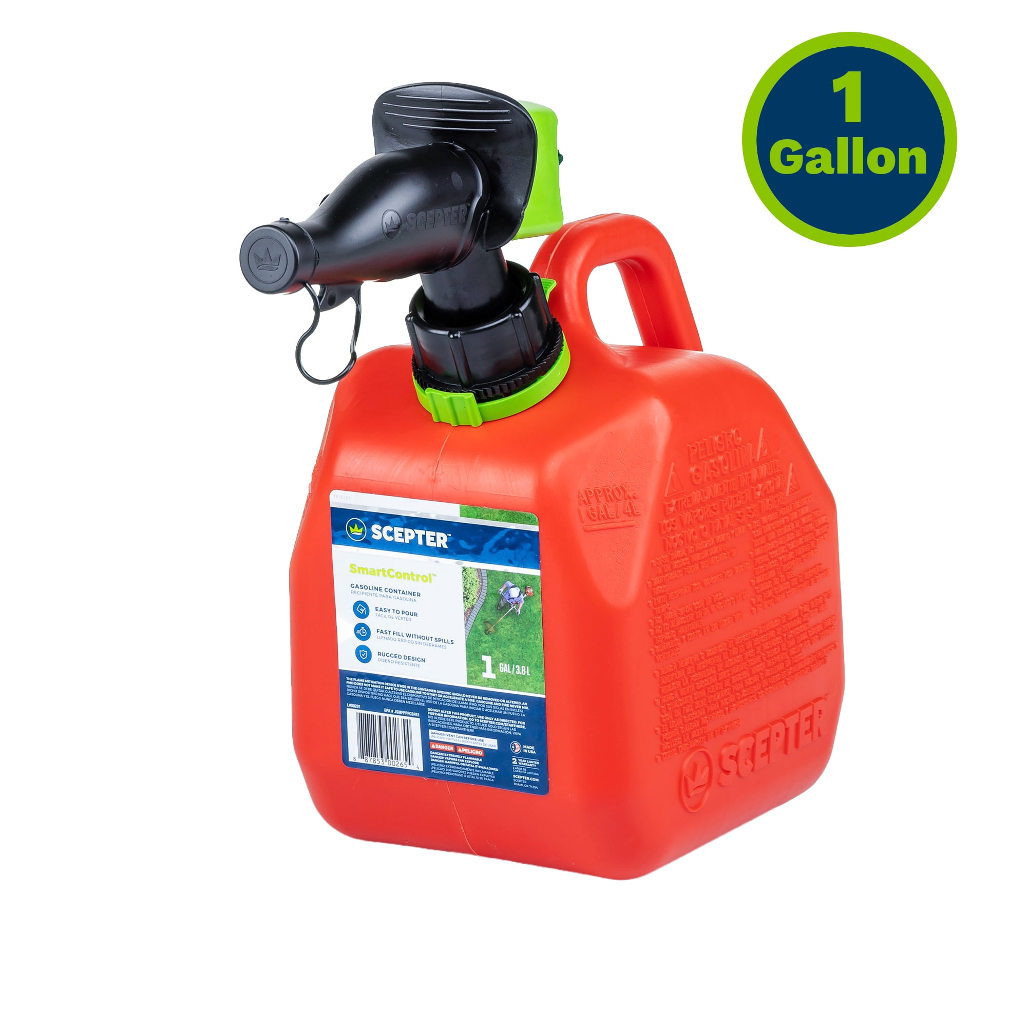 Scepter SmartControl Fuel Container with Easy-Flo Spout (Red, 1 Gallon) ak1fn