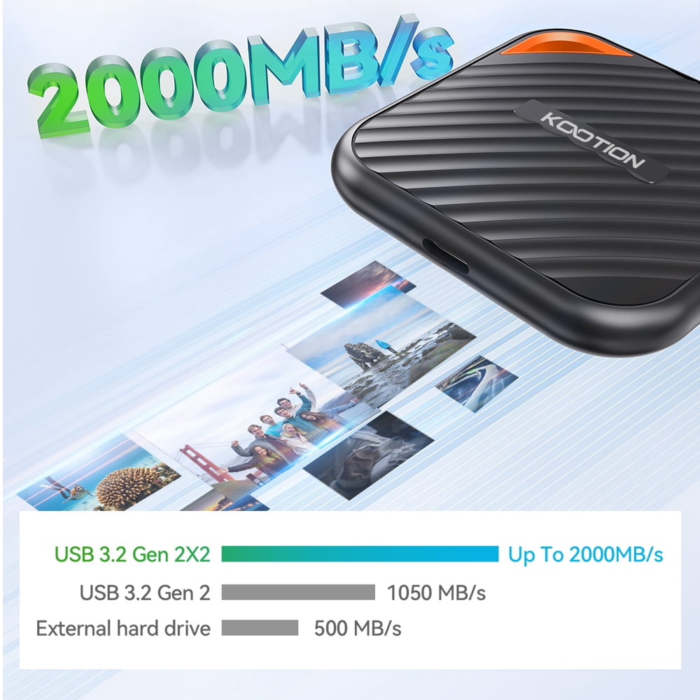 KEXIN 1TB External Portable SSD USB-C 3.2 Gen 2 High-Speed Solid State Drive for PC Mac and Gaming (1 TB) q1l0q