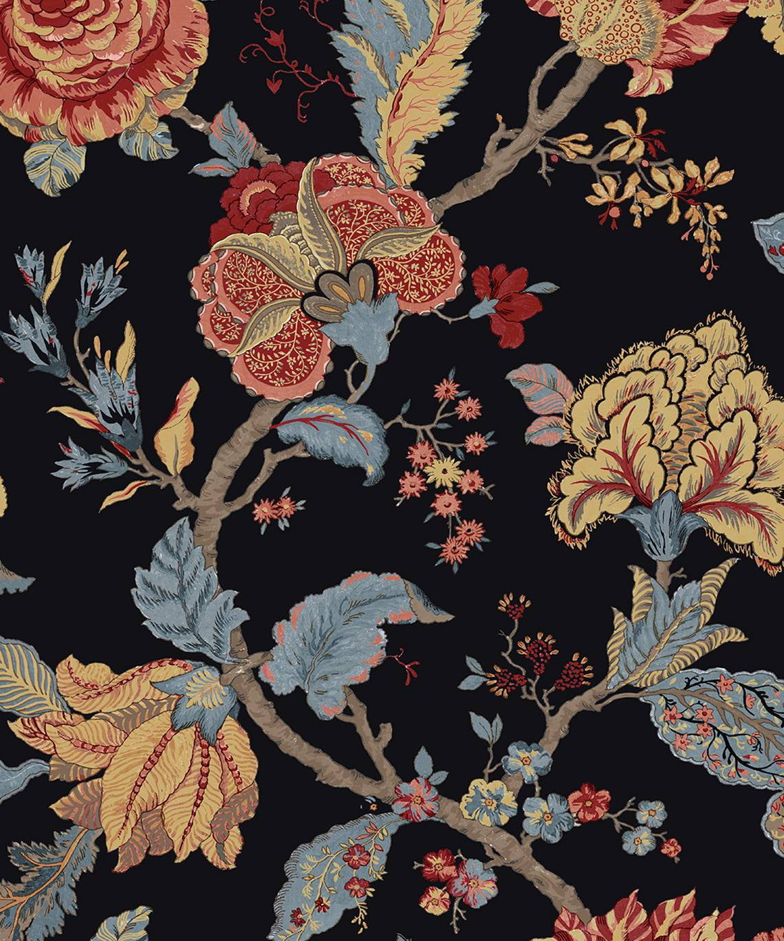 NextWall Kianna Jacobean Peel and Stick Wallpaper (Ebony, 20.5 in. W x 18 ft. L) r9heq
