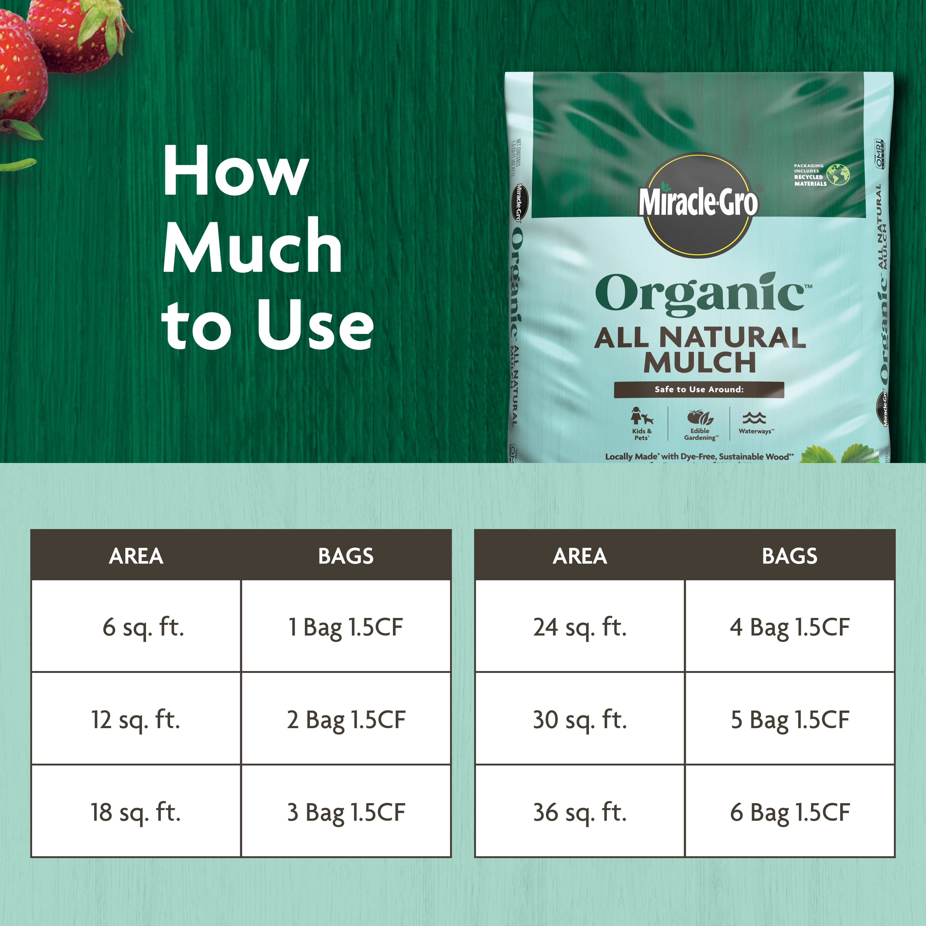 Miracle-Gro Organic All Natural Mulch for Gardening and Landscaping (Brown, 1.5 cu. ft.) 5f1uc