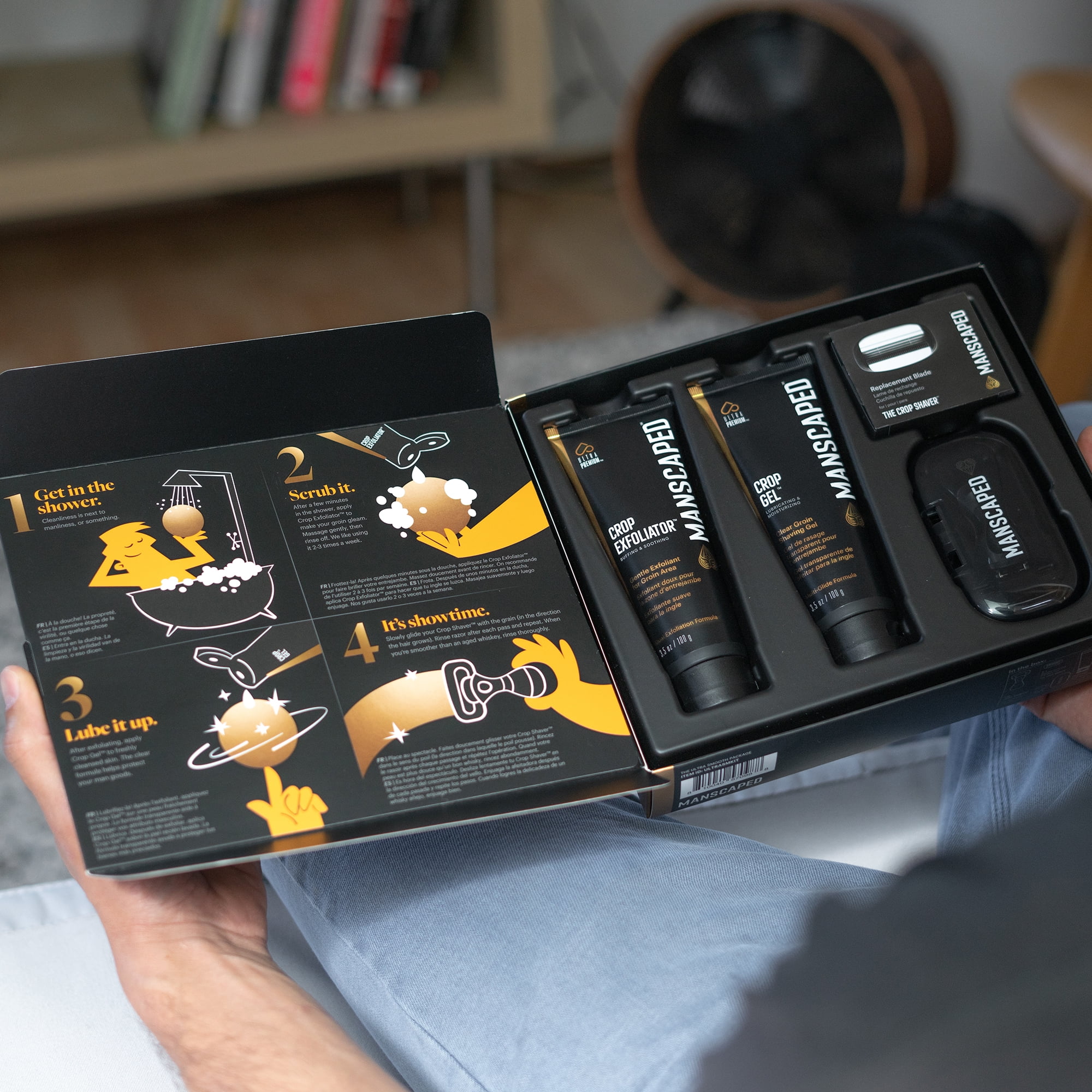MANSCAPED The Ultra Smooth Package, Male Groin Shaving Grooming Kit (Black, 1 Pack) 82s6f