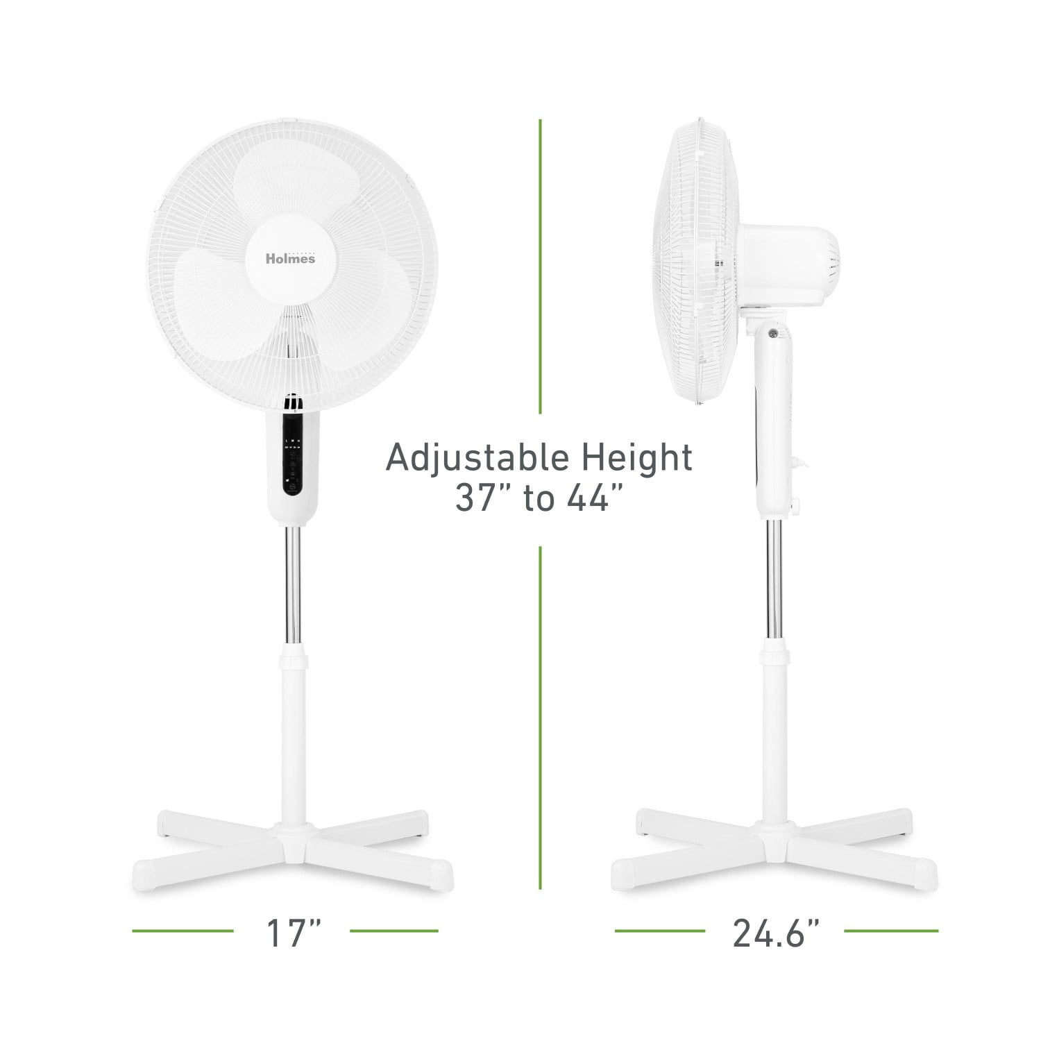 Holmes 16-inch Digital Stand Fan with Remote, 3-Speed Oscillating Pedestal Fan (White, 44-inch Height) 6a0gj