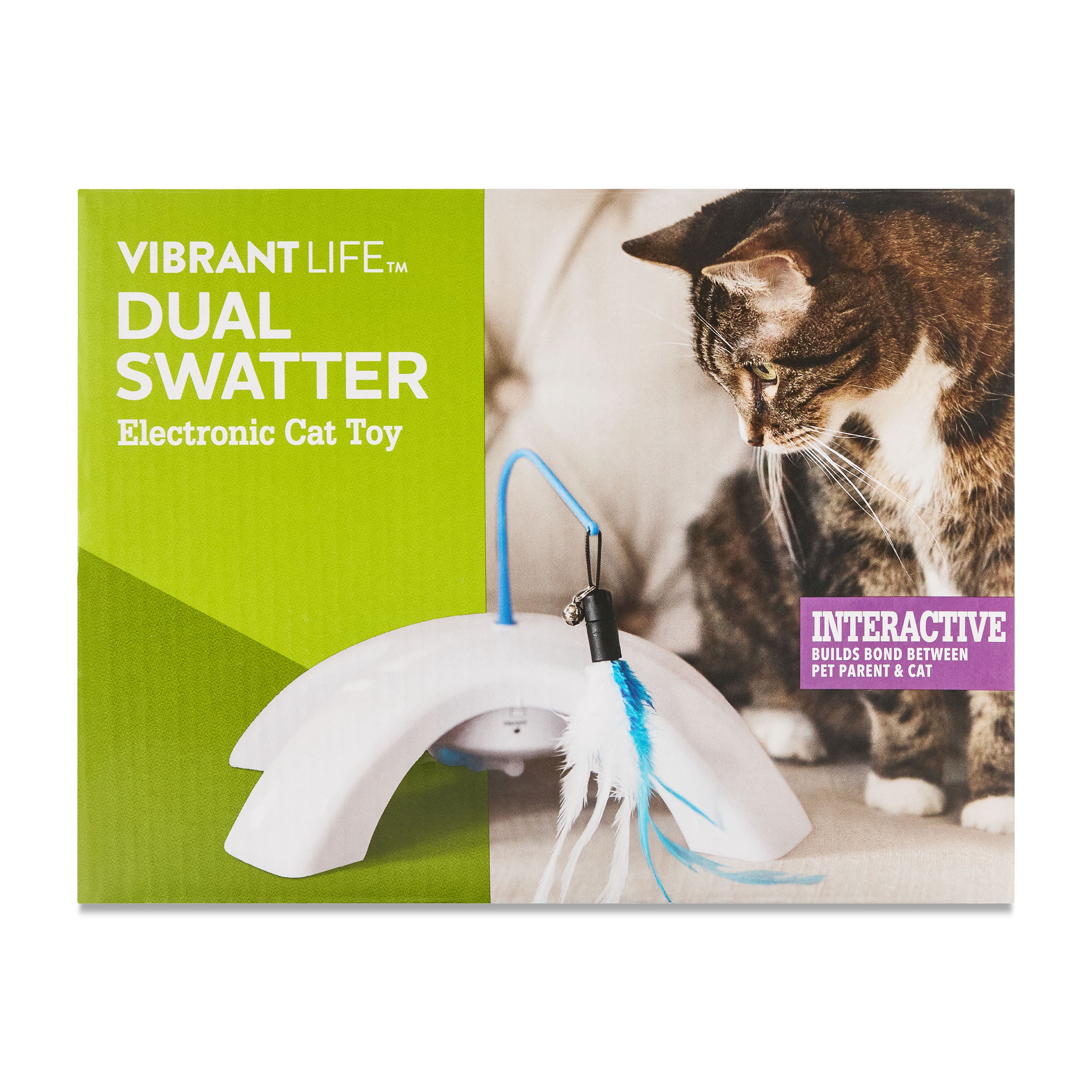 Vibrant Life Dual Swatter Electronic Cat Toy Interactive Motion Pet Play (1 Pack) 2zebh