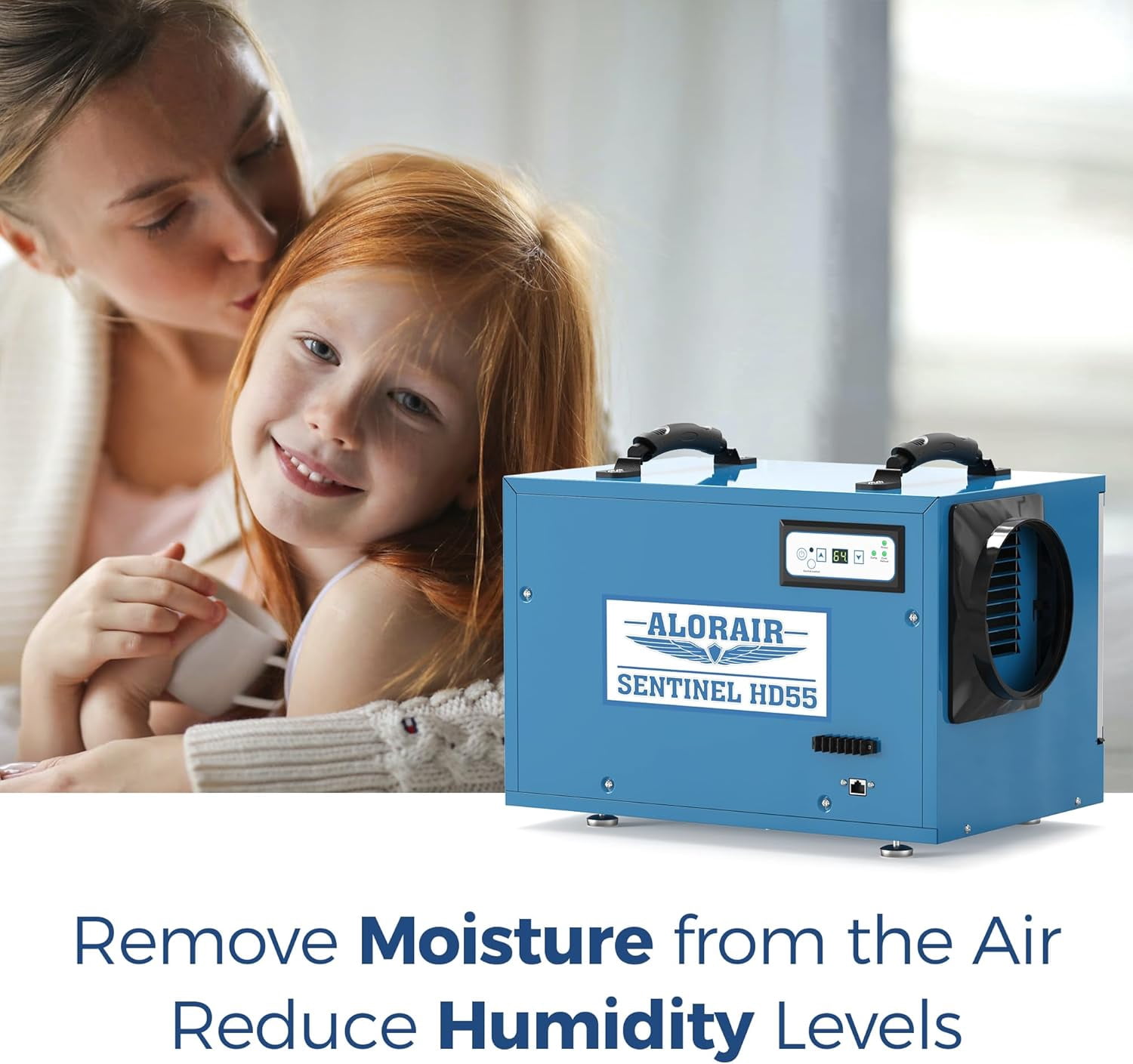 AlorAir Commercial Dehumidifier 113 Pint, Compact Portable Unit for Crawl Spaces and Basements (Blue, 19.2x12.2x13.3 in) wz9na