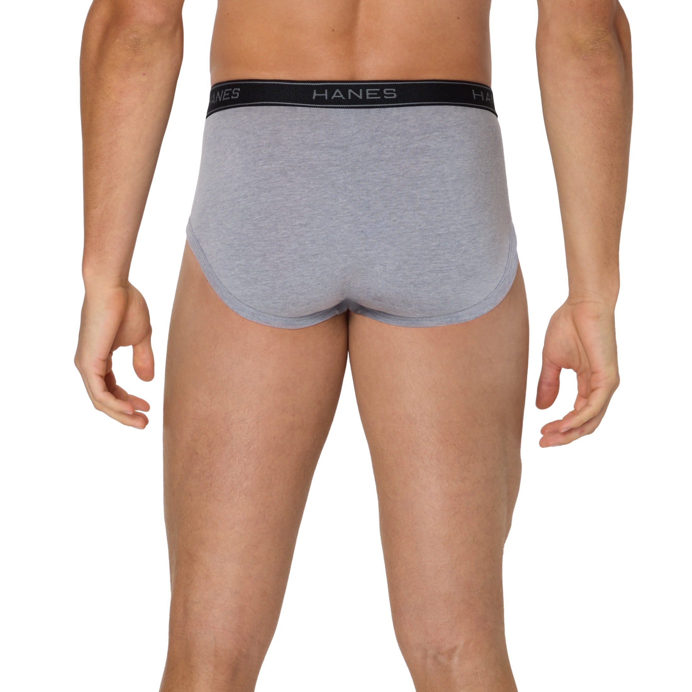 Hanes Men's Cotton Stretch Briefs Moisture-Wicking Underwear (Grey, 6-Pack) t36vn