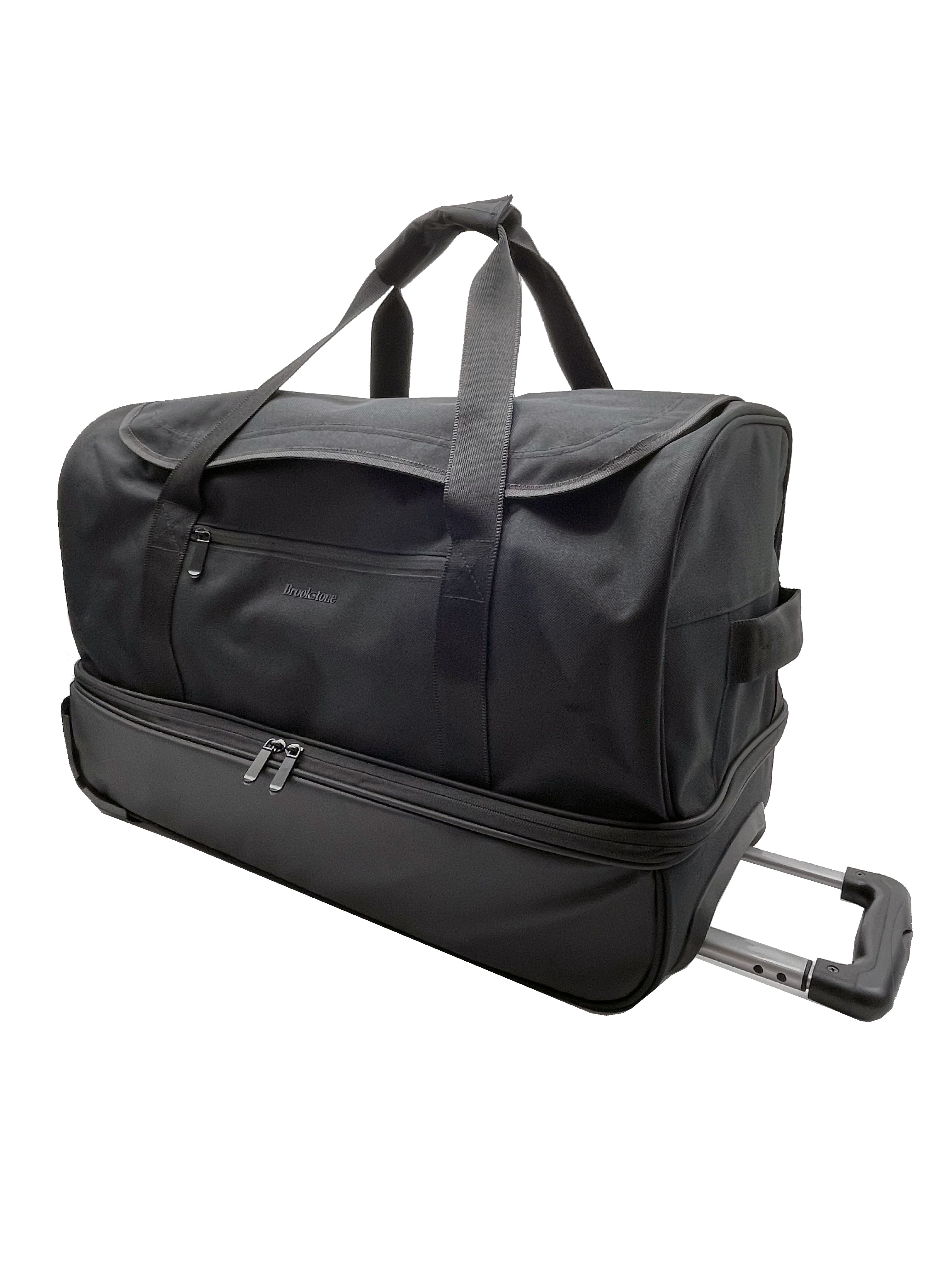 Brookstone 28 in Wheeled Duffel Bag, Durable Travel Luggage with Rolling Wheels (Black, 28 in) 587np