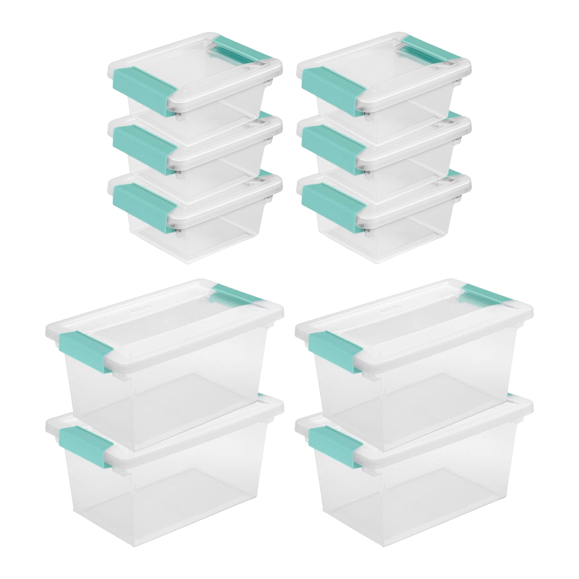 Sterilite Clip Storage Box Organizer Set (Clear, 10 Pack) 7wpr7