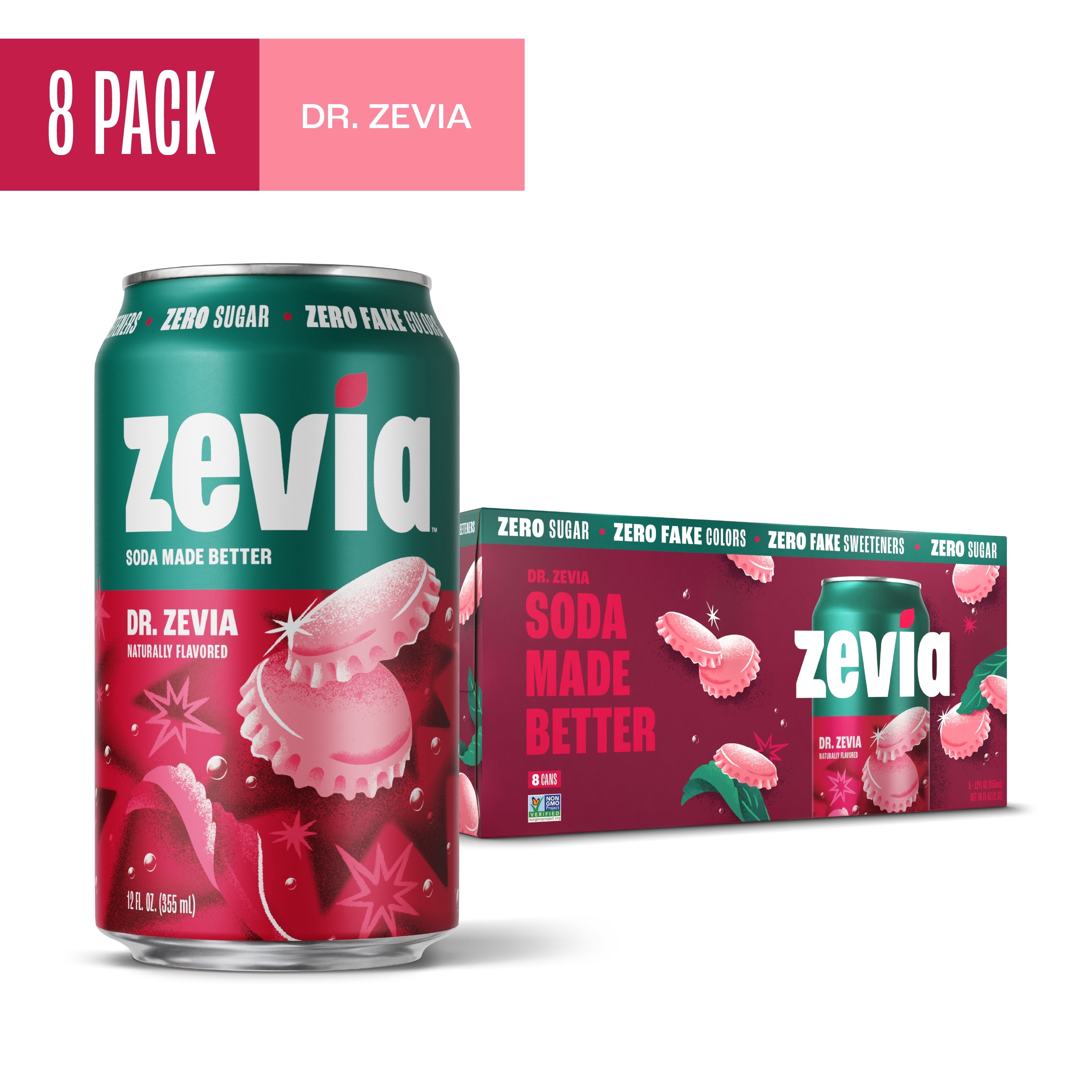 Zevia Zero Calorie Soda, Naturally Sweetened Dr. Zevia Flavor (8 Pack, 12 fl oz) 2fv95