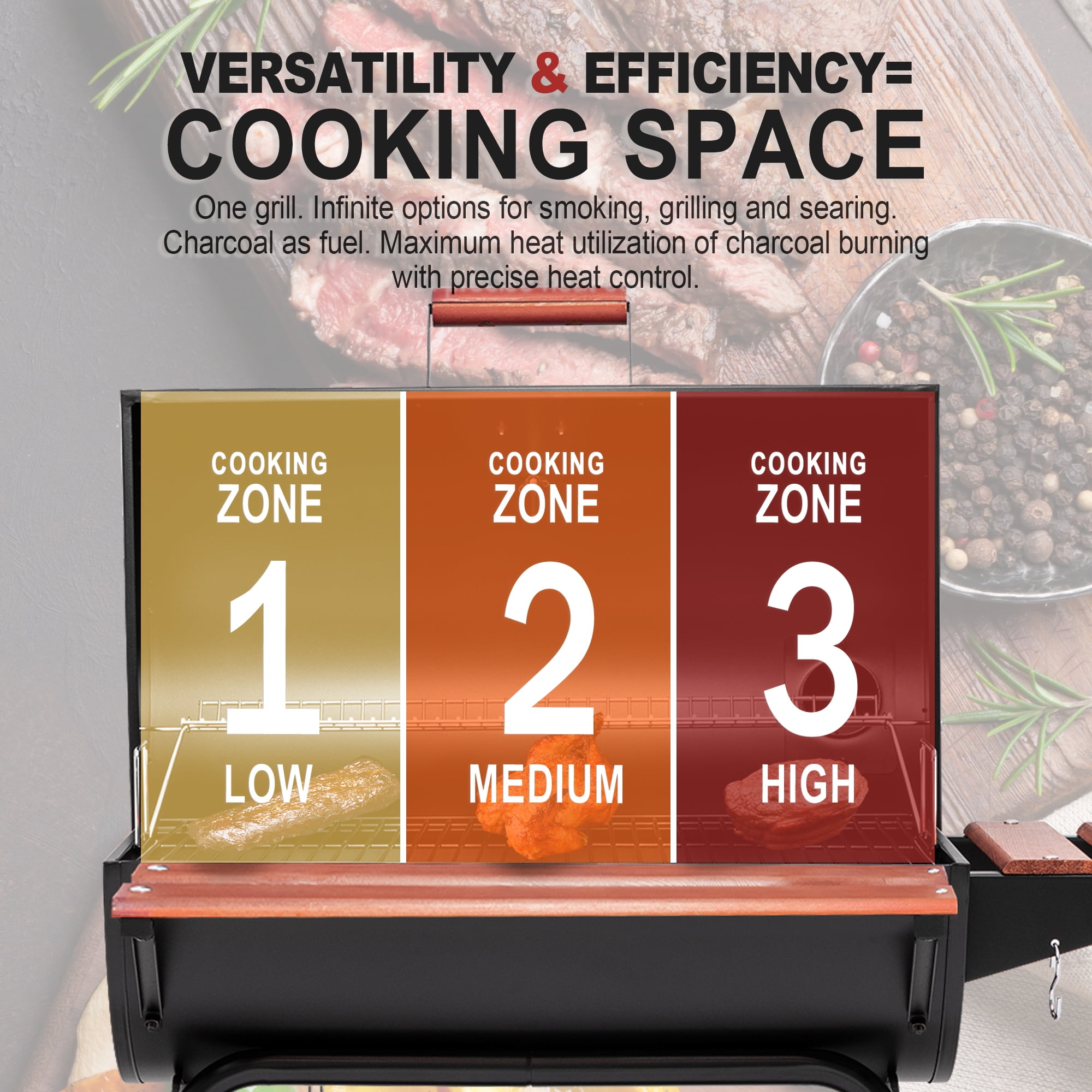 Royal Gourmet CC1830V 30 in Barrel Charcoal Grill with Side and Front Tables (Black) kqitm