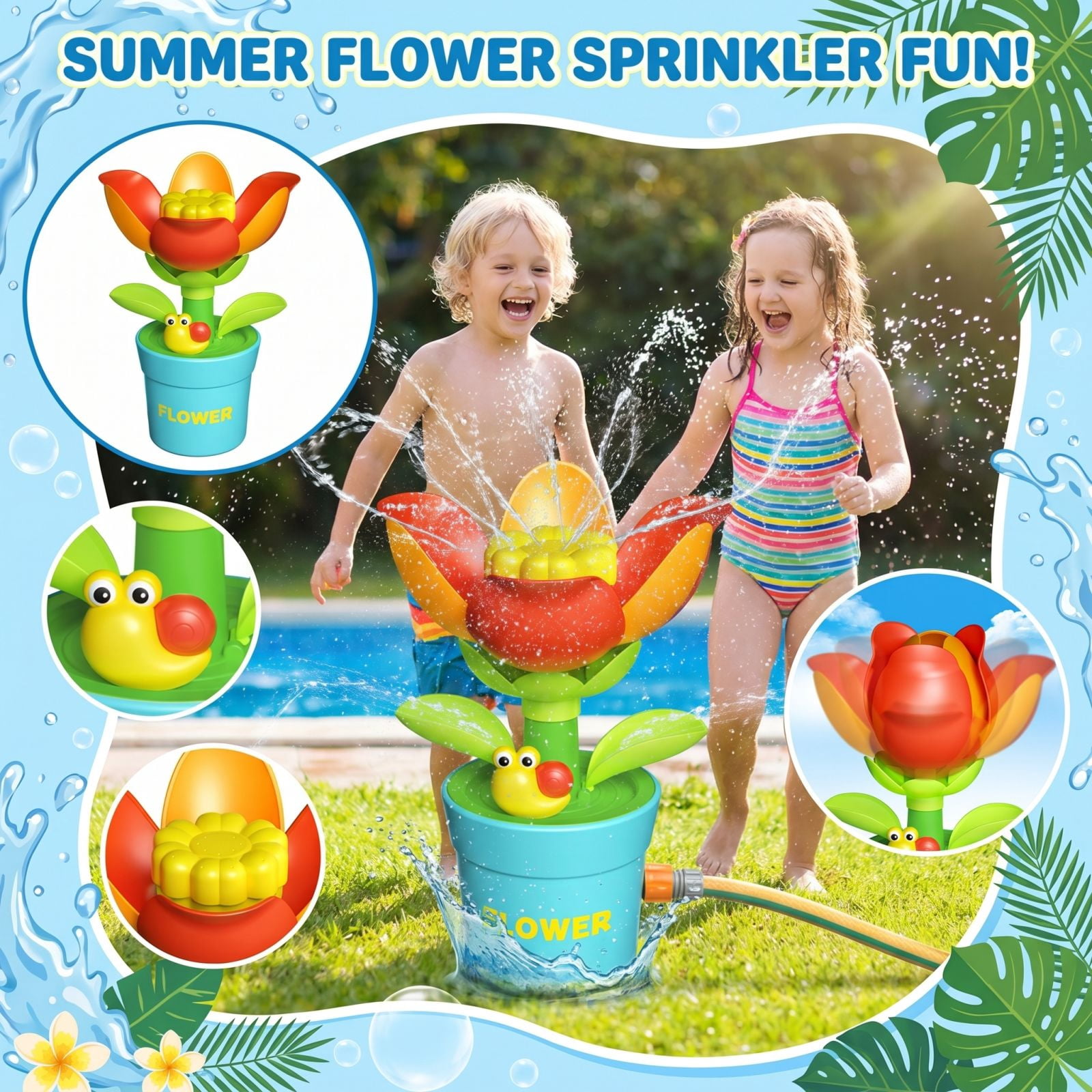 YUHEDADA Automatic Rotating Outdoor Sprinkler for Garden and Yard Cooling (1 Set) oqaob