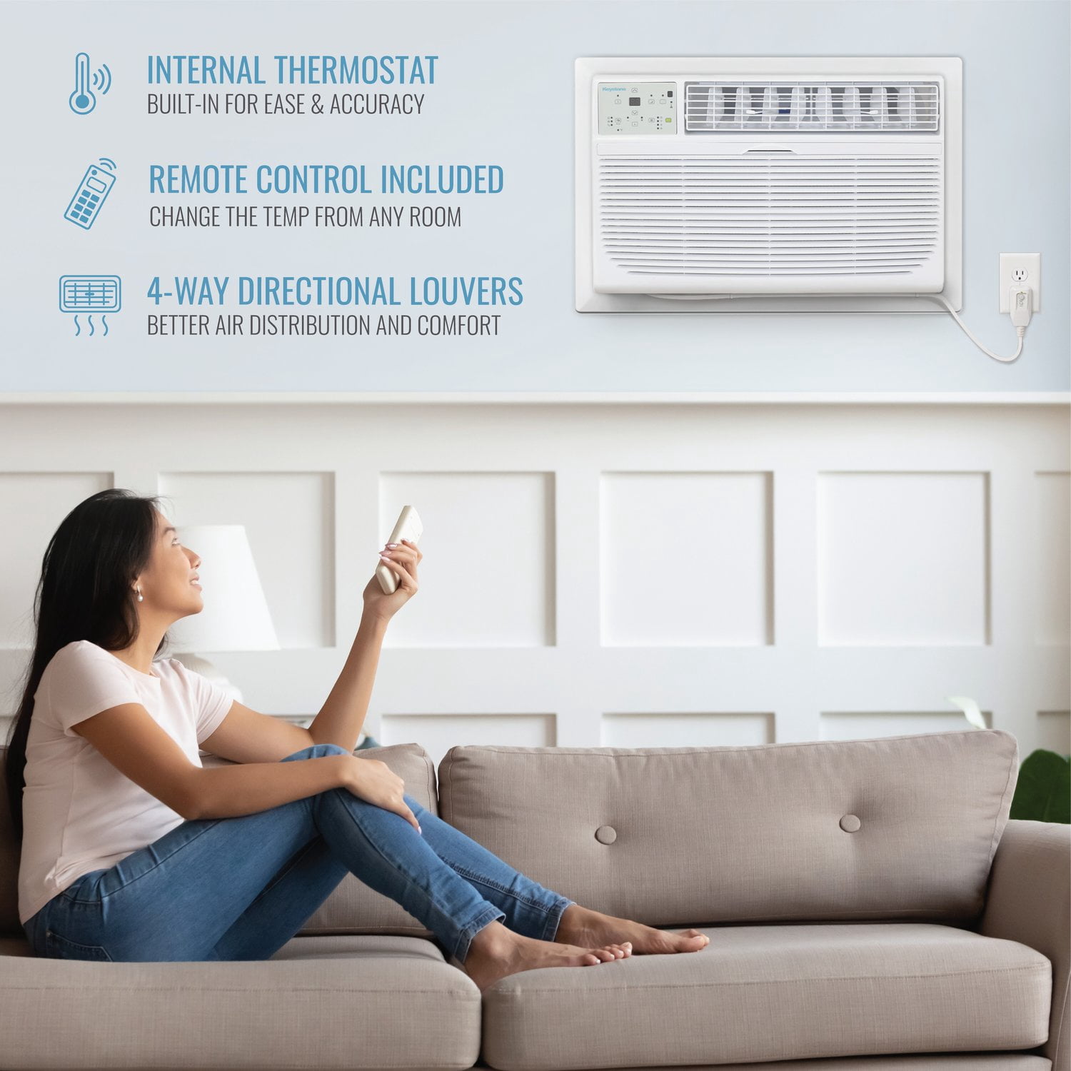 Keystone 12,000 BTU Through-the-Wall Air Conditioner with Remote Control (White, 550 sq. ft.) vuydk