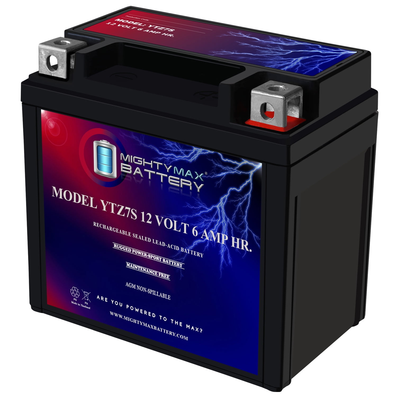 Mighty Max Battery YTZ7S 12V 6AH 130CCA Rechargeable SLA AGM Motorcycle Battery (4.5 in x 2.81 in x 4.21 in) m68ig