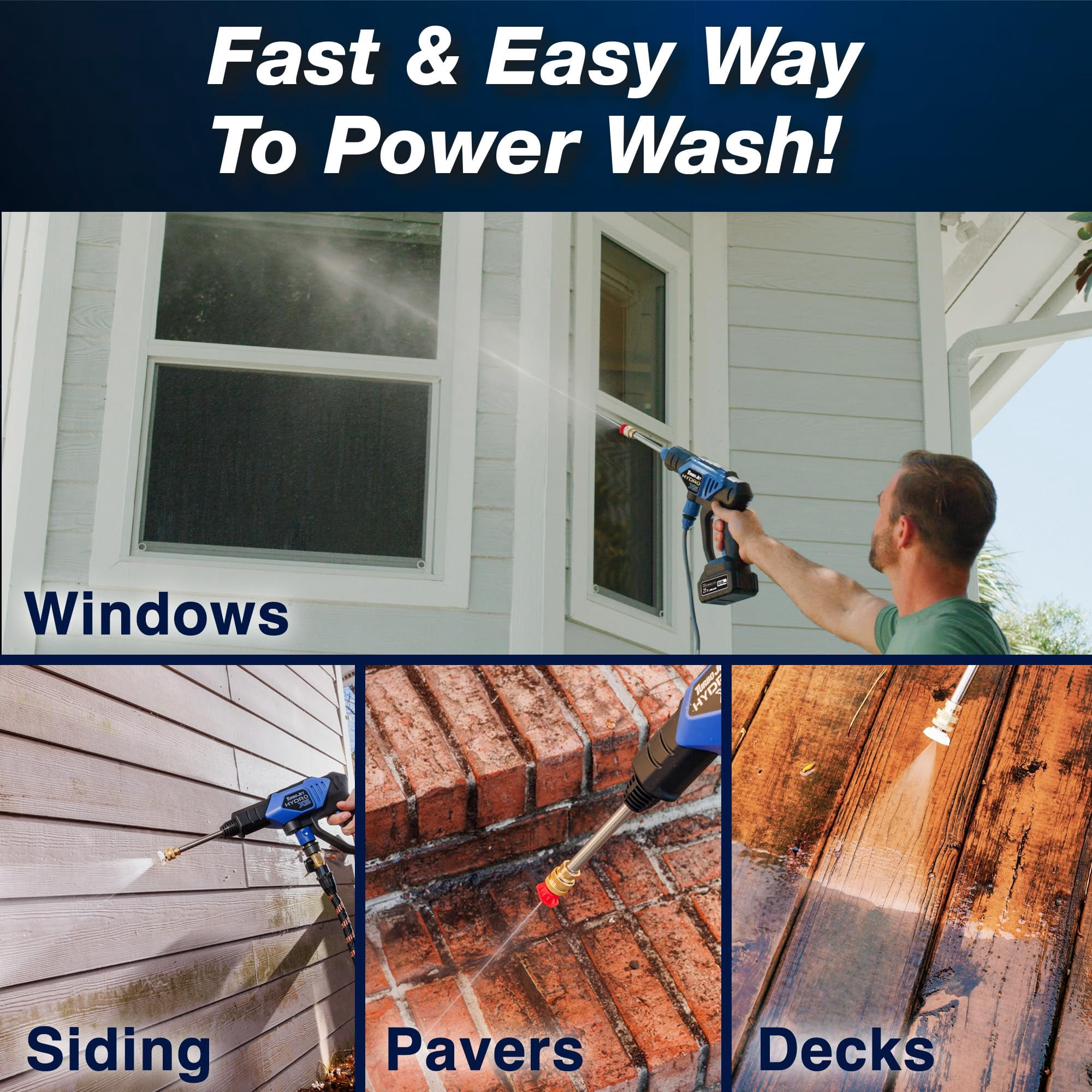 Turbo Jet X5 Pro+ Cordless Pressure Washer (380 PSI, 21V Battery) 0chcz