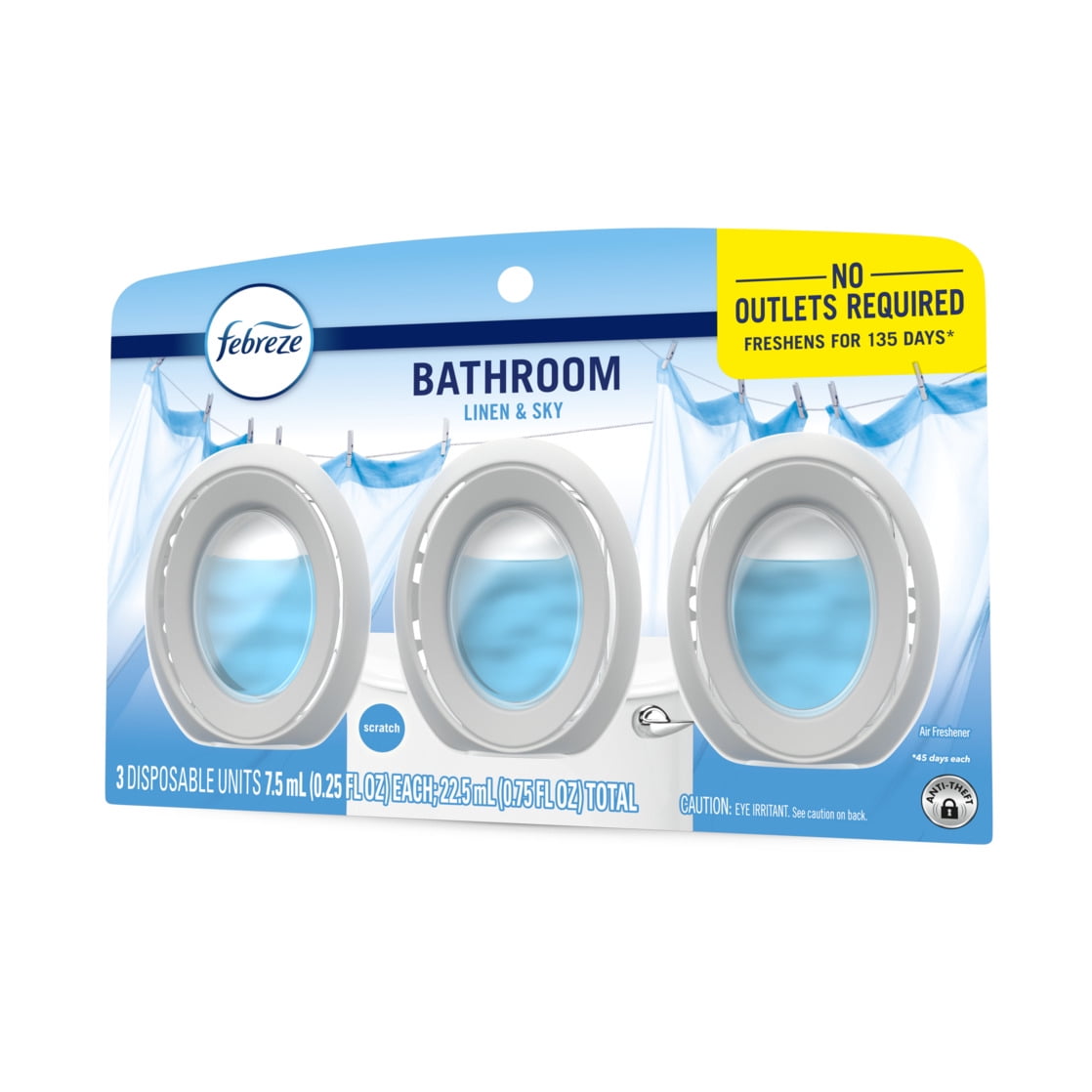 Febreze Bathroom Air Freshener, Odor-Fighting, Linen & Sky Scent (3 Count) ns5s2