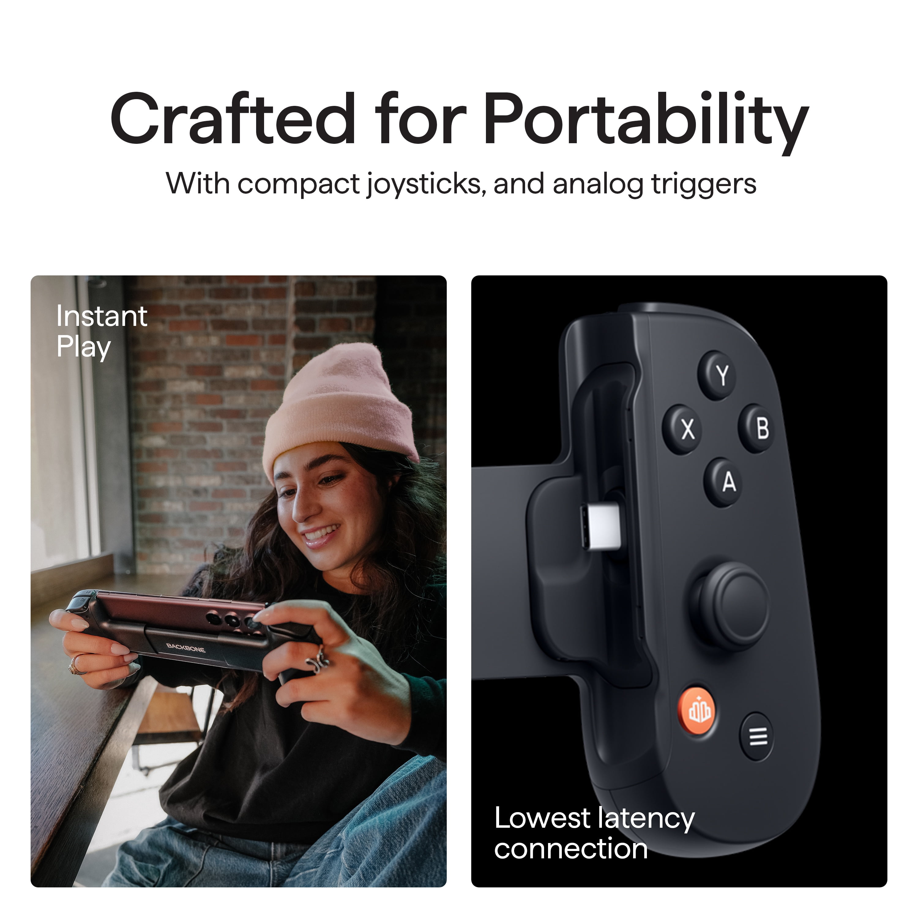 Backbone One Mobile Gaming Controller for Android and iPhone 15/16 Series (USB-C, Black) j2u37