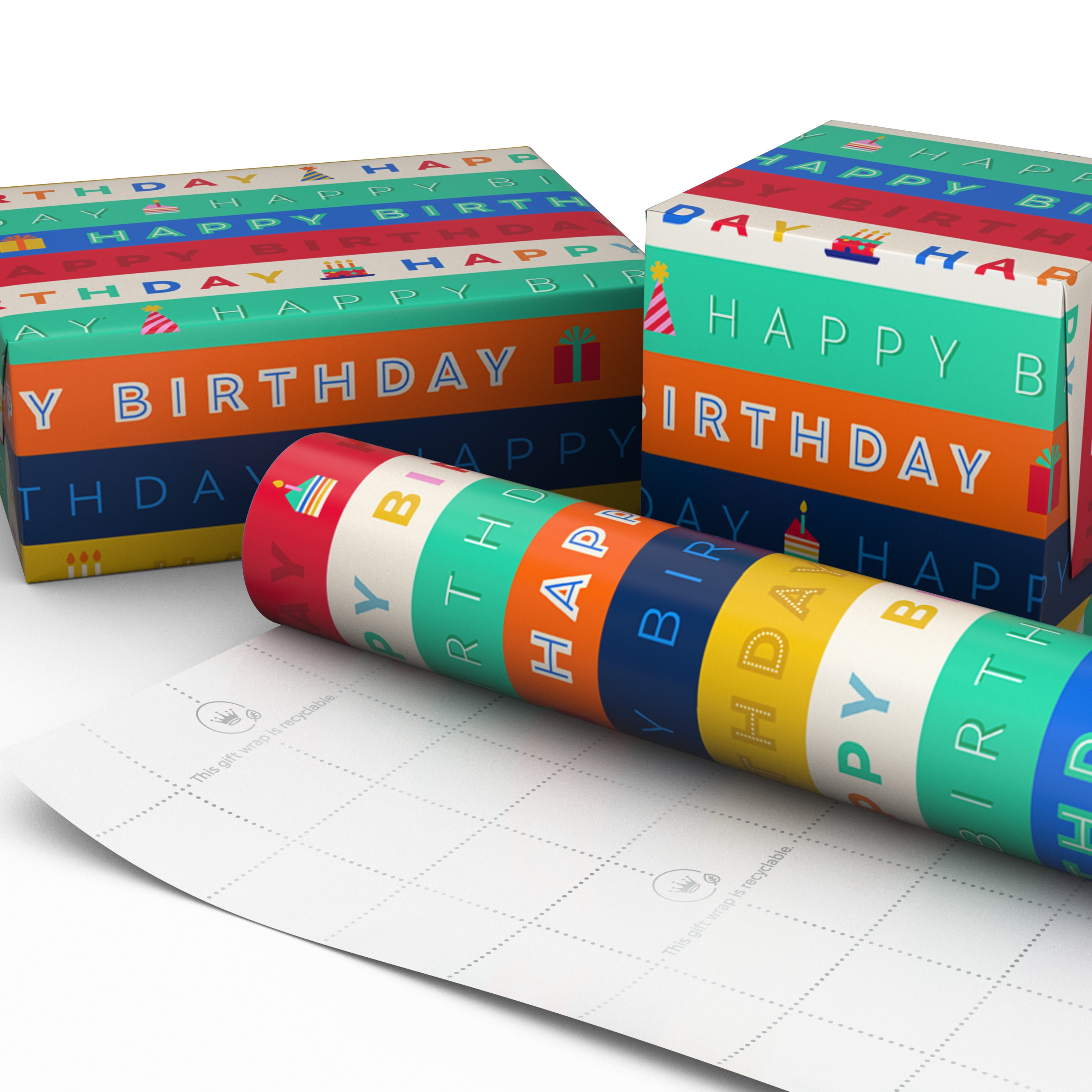 Hallmark Birthday Gift Wrapping Paper Roll (Happy Birthday Design, 30 in x 120 in) f2sv9