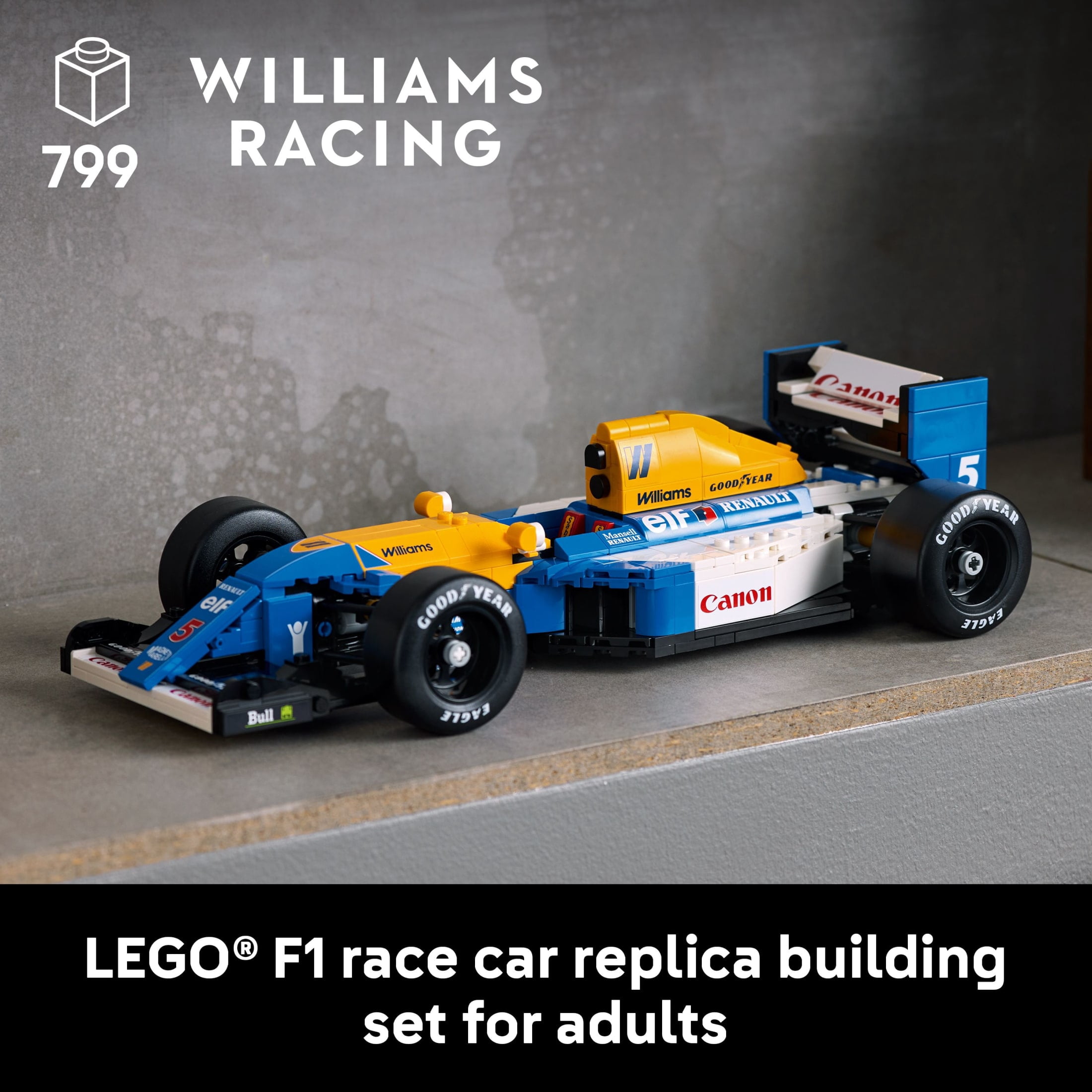 LEGO Icons Williams Racing FW14B & Nigel Mansell F1 Model Car Building Set (Multi-color, 799 Pieces) ld6a8
