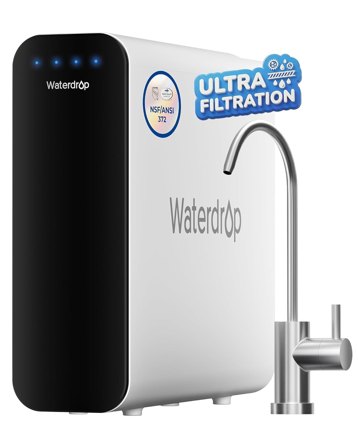 Waterdrop TSU 3-Stage Under Sink Water Filtration System (White, 4.68 in x 13.97 in x 14.81 in) 29zij