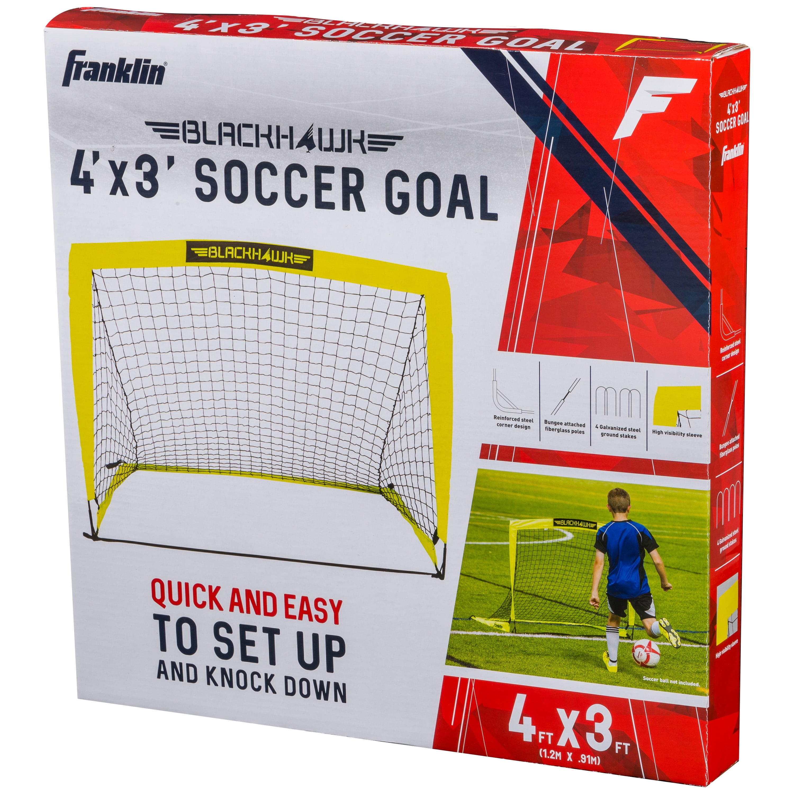 Franklin Sports Blackhawk Pop-Up Soccer Goal, Portable Training Net for Indoor and Outdoor Use (Yellow, 4 ft x 3 ft) g0q4r