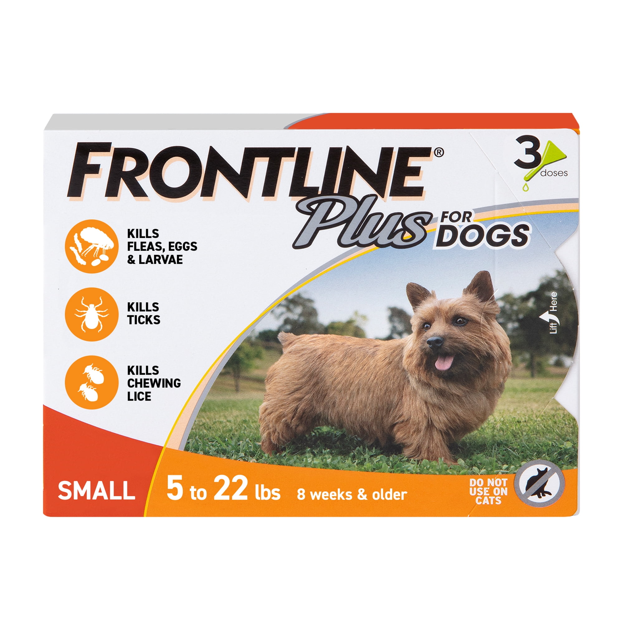 FRONTLINE Plus Flea and Tick Treatment for Small Dogs (5-22 lbs, 3 Count) ynr9m