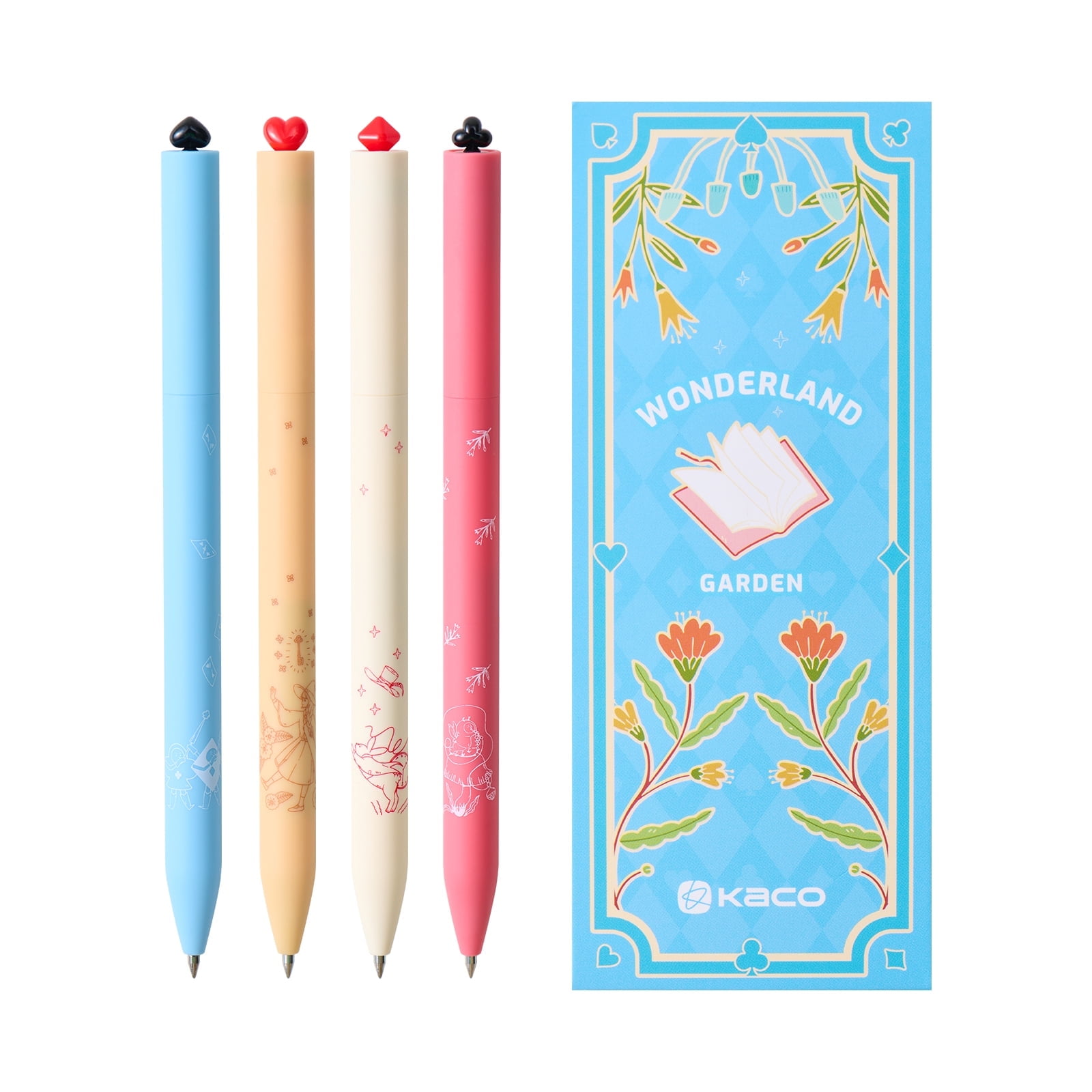 Kaco FIRST Gel Pens Wonderland Garden Series Smooth Writing Quick-Dry Ink (Black, 4 Pack, 0.02 in) w5jjb
