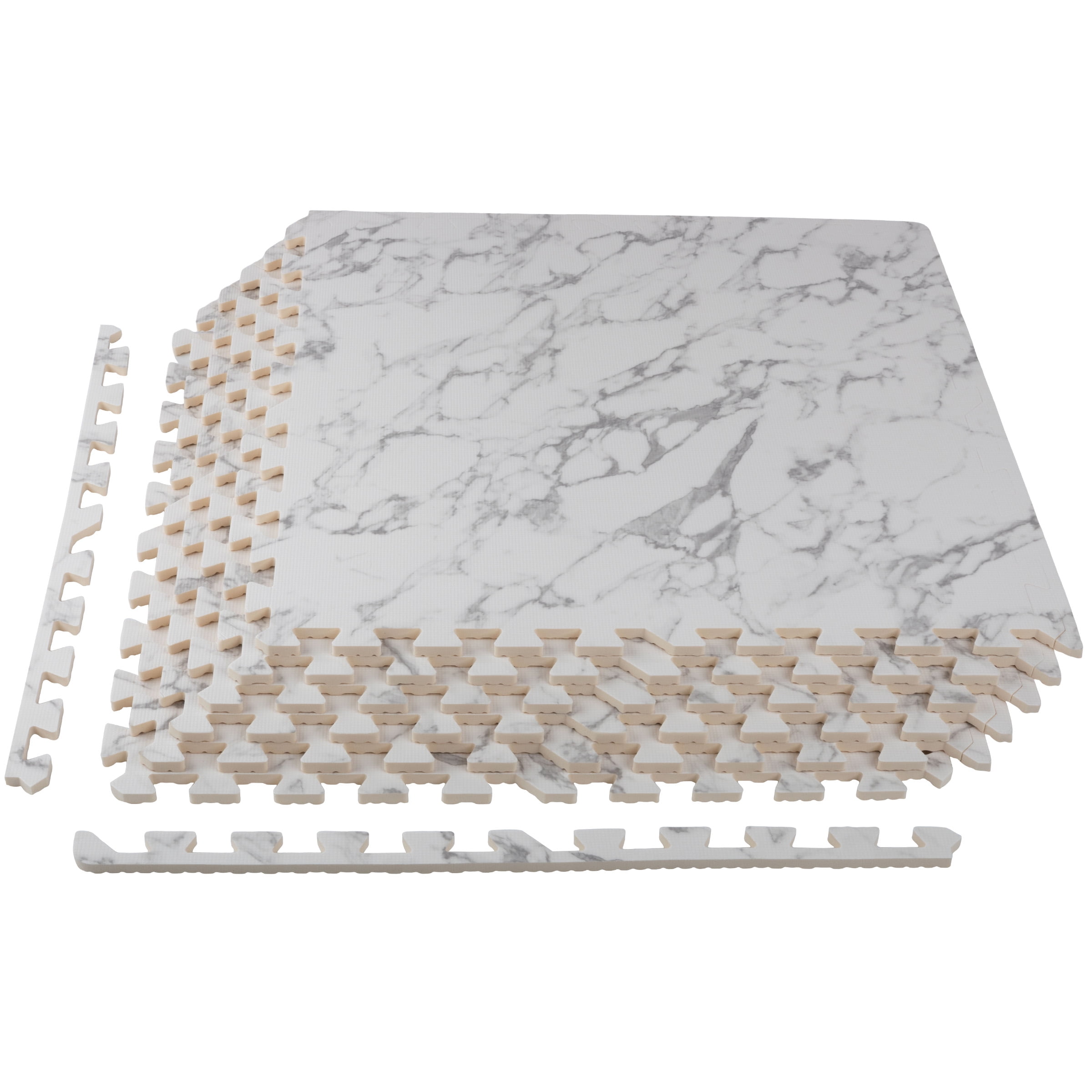 Stalwart Foam Floor Tiles Interlocking Gym Mat and Baby Play Area (White Marble, 24 sq ft) afiu2